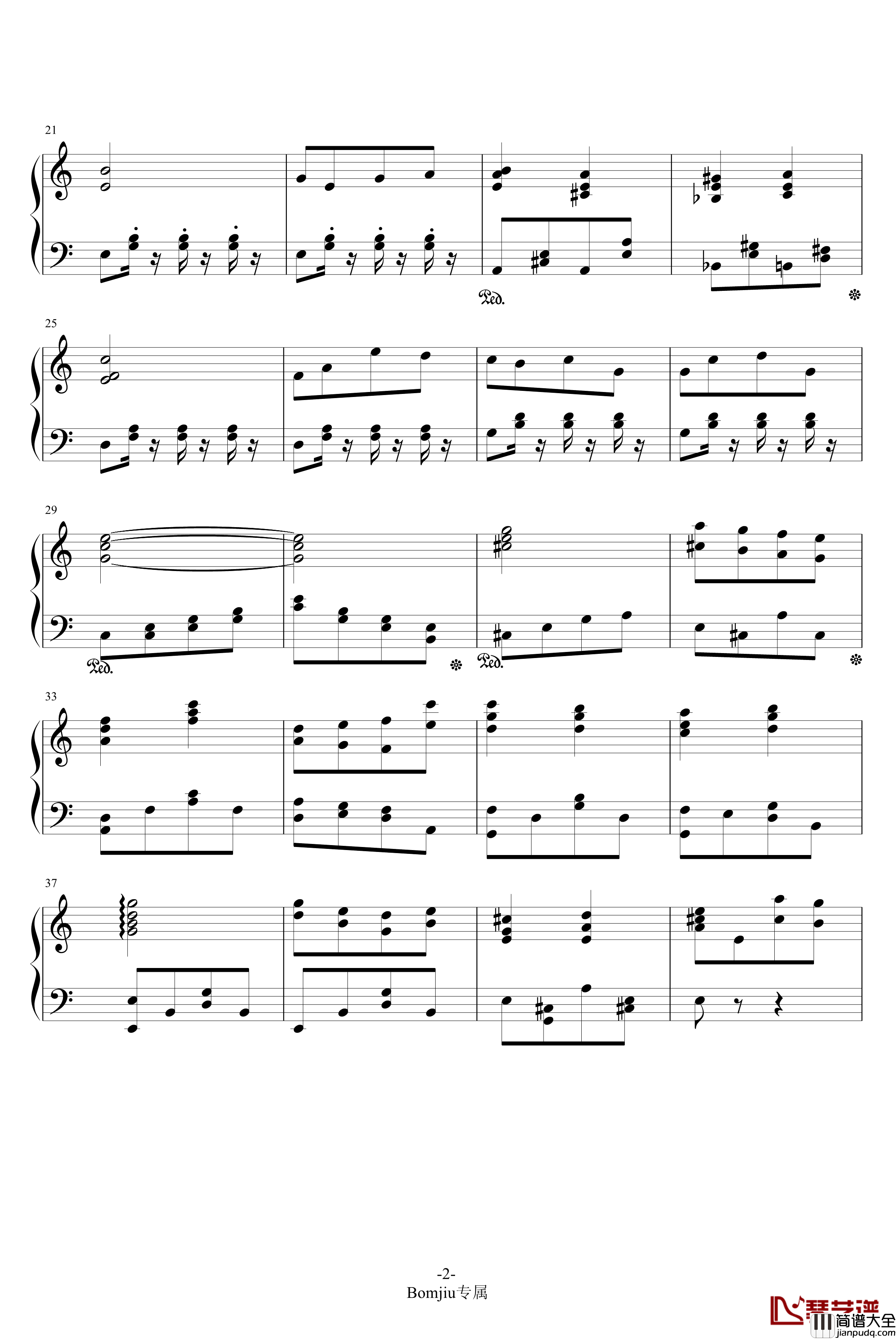 夏の旋律钢琴谱_bomjiu