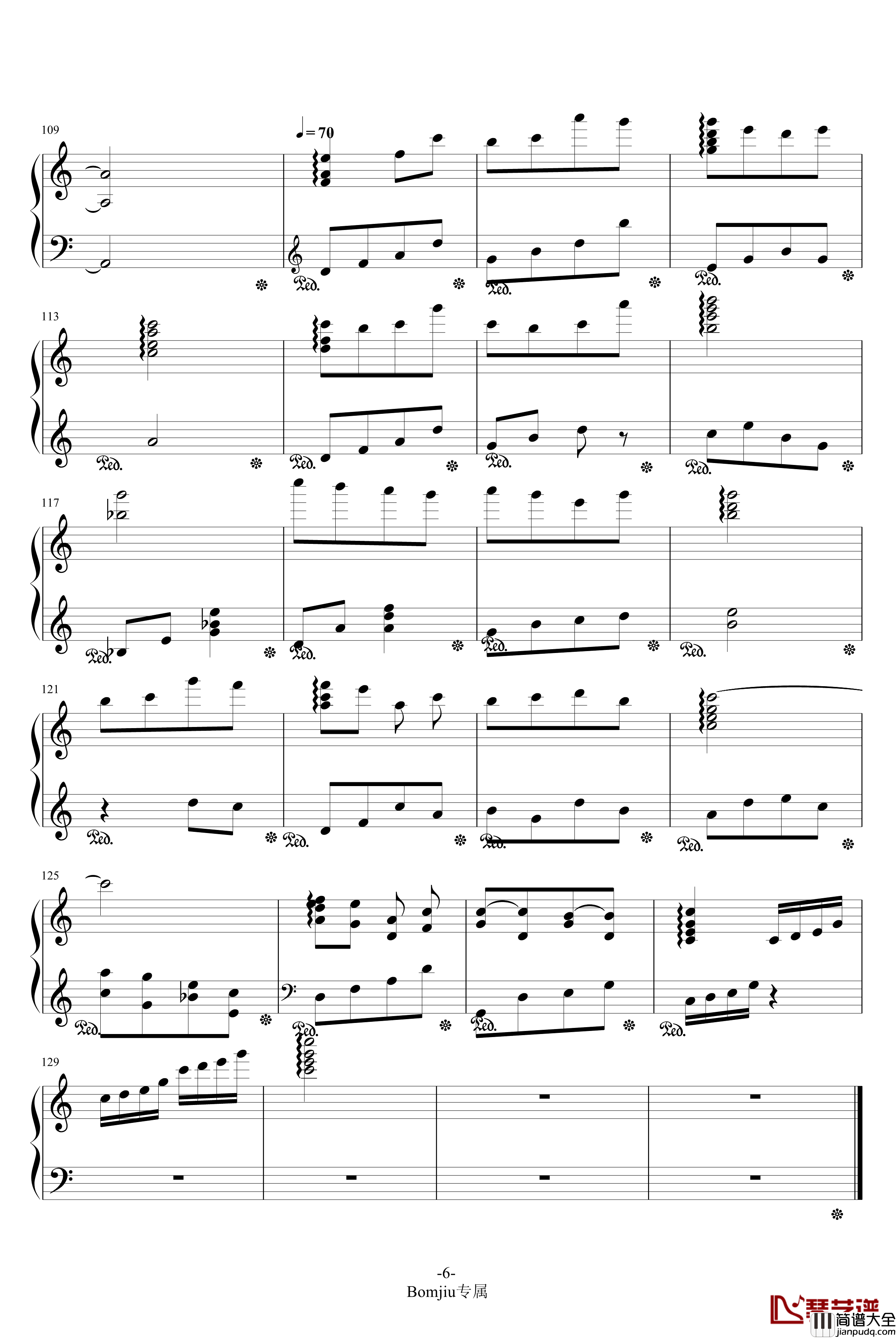 夏の旋律钢琴谱_bomjiu