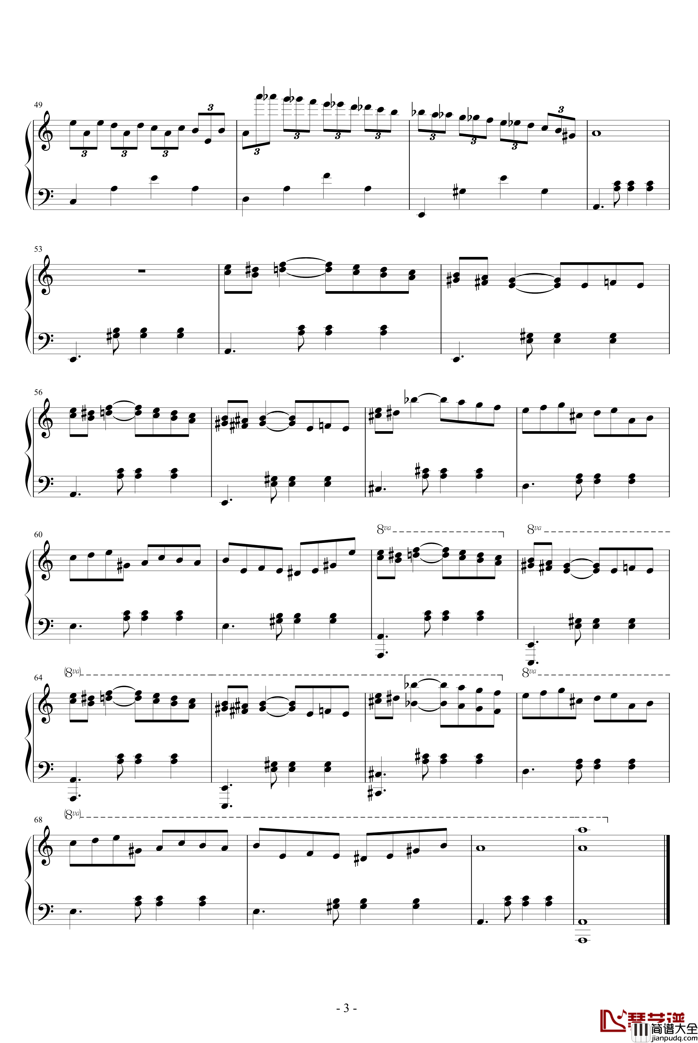 探戈舞曲钢琴谱_with乐侠_E大调的天空