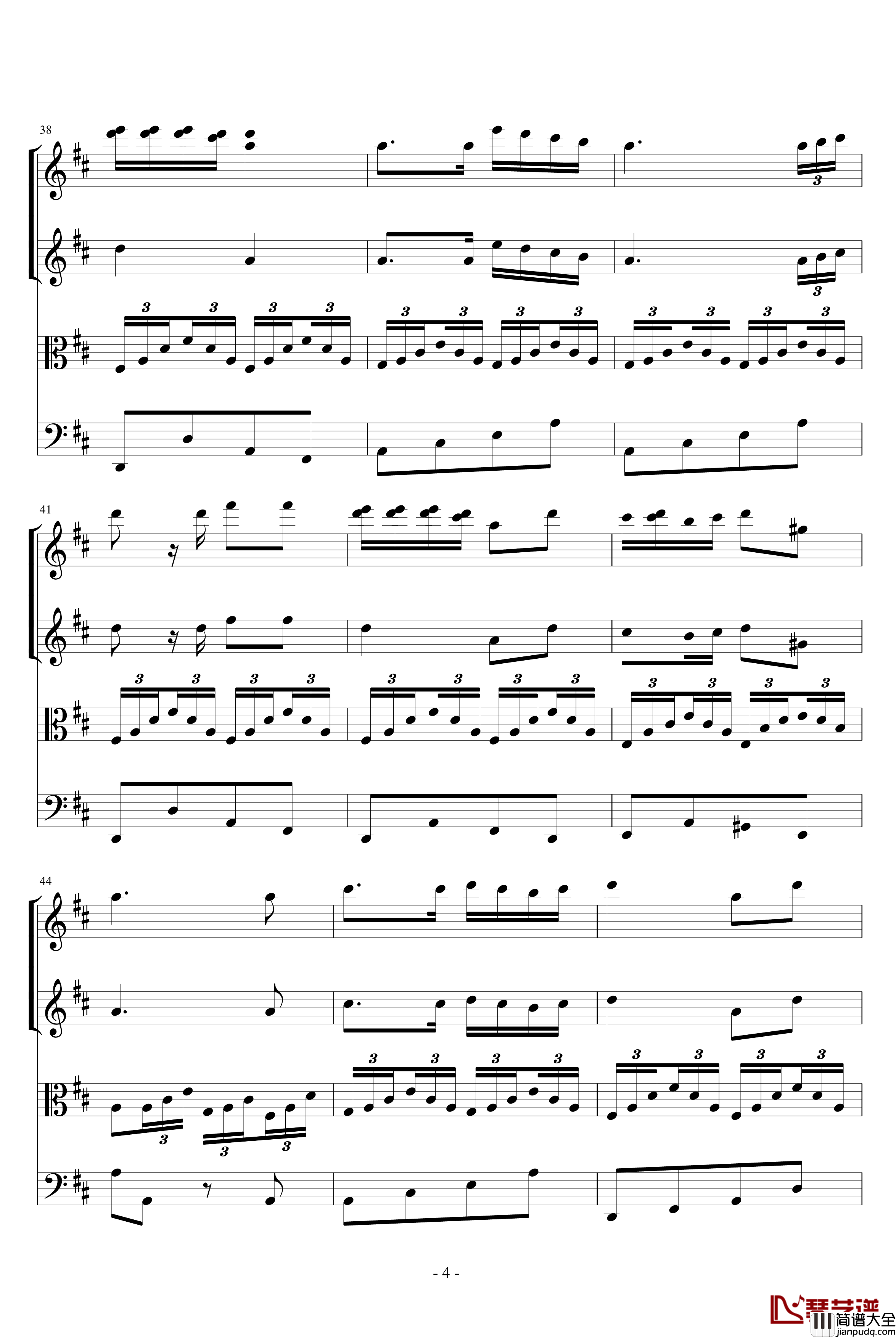 鳟鱼钢琴谱_四重奏_舒伯特