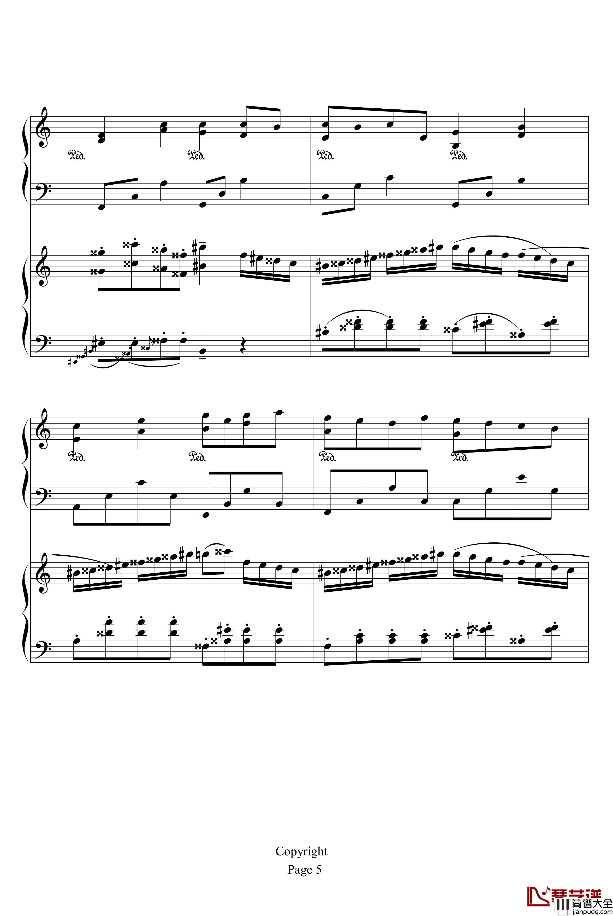 土耳其进行曲卡农钢琴谱_帕赫贝尔_Pachelbel