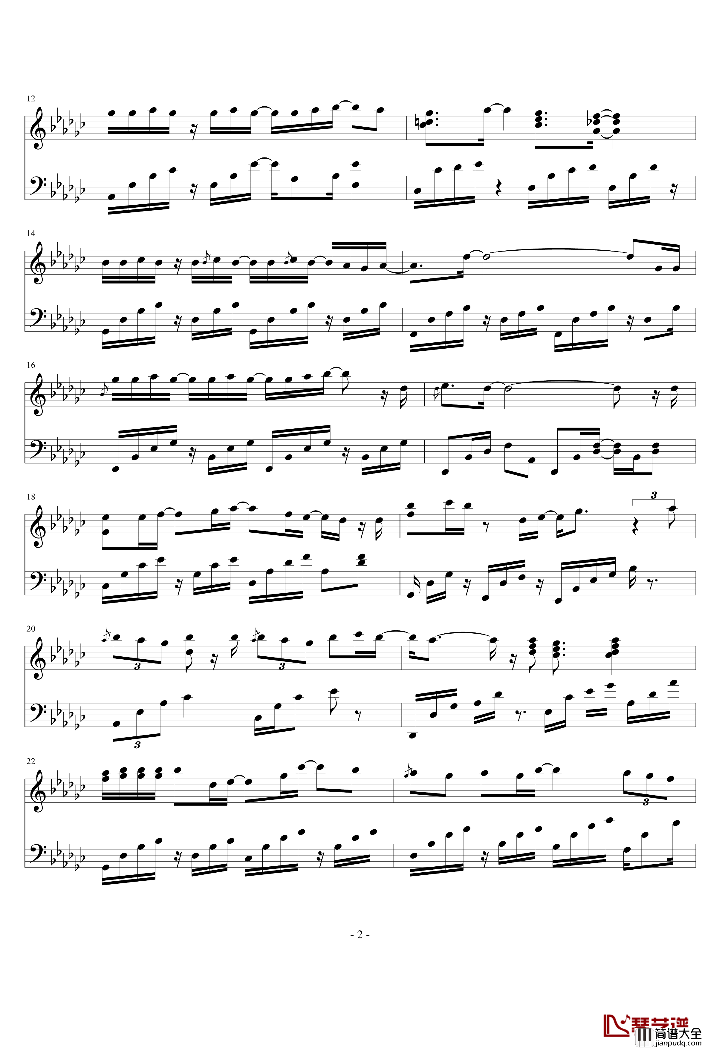 爱笑的眼睛钢琴谱_徐若瑄