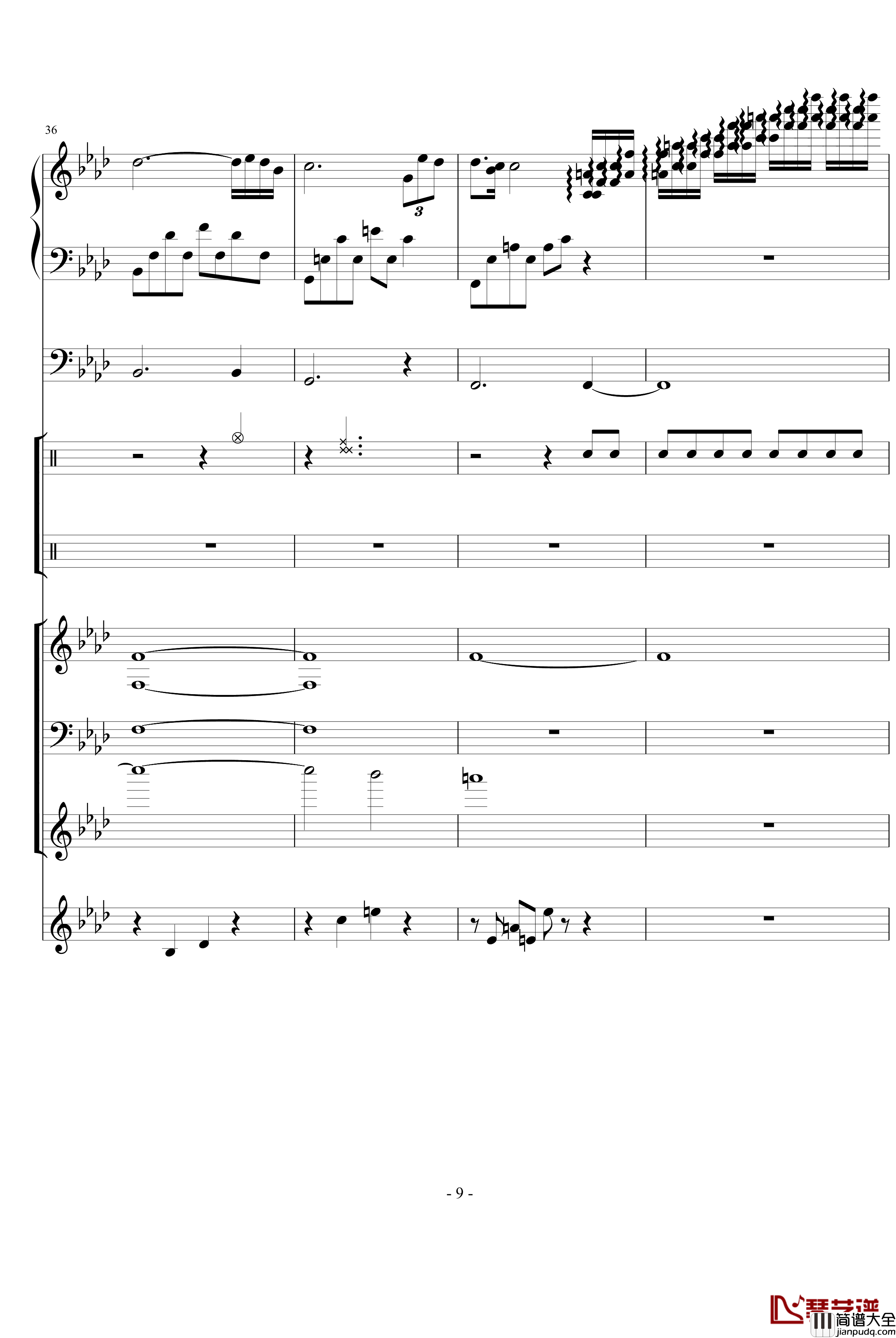 秋日私语钢琴谱_乐队总谱_克莱德曼