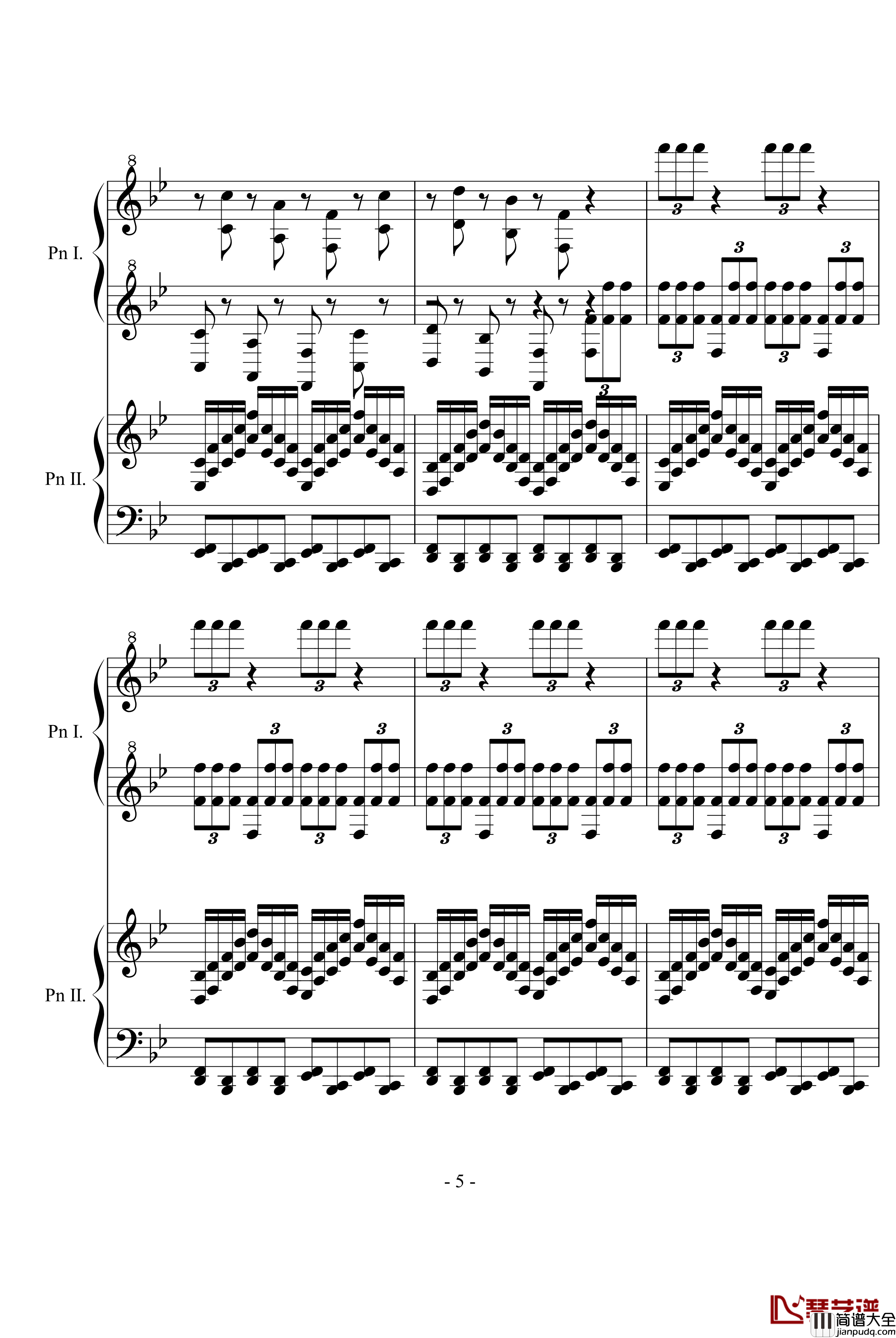 胡桃夹子中的中国舞曲钢琴谱_柴科夫斯基