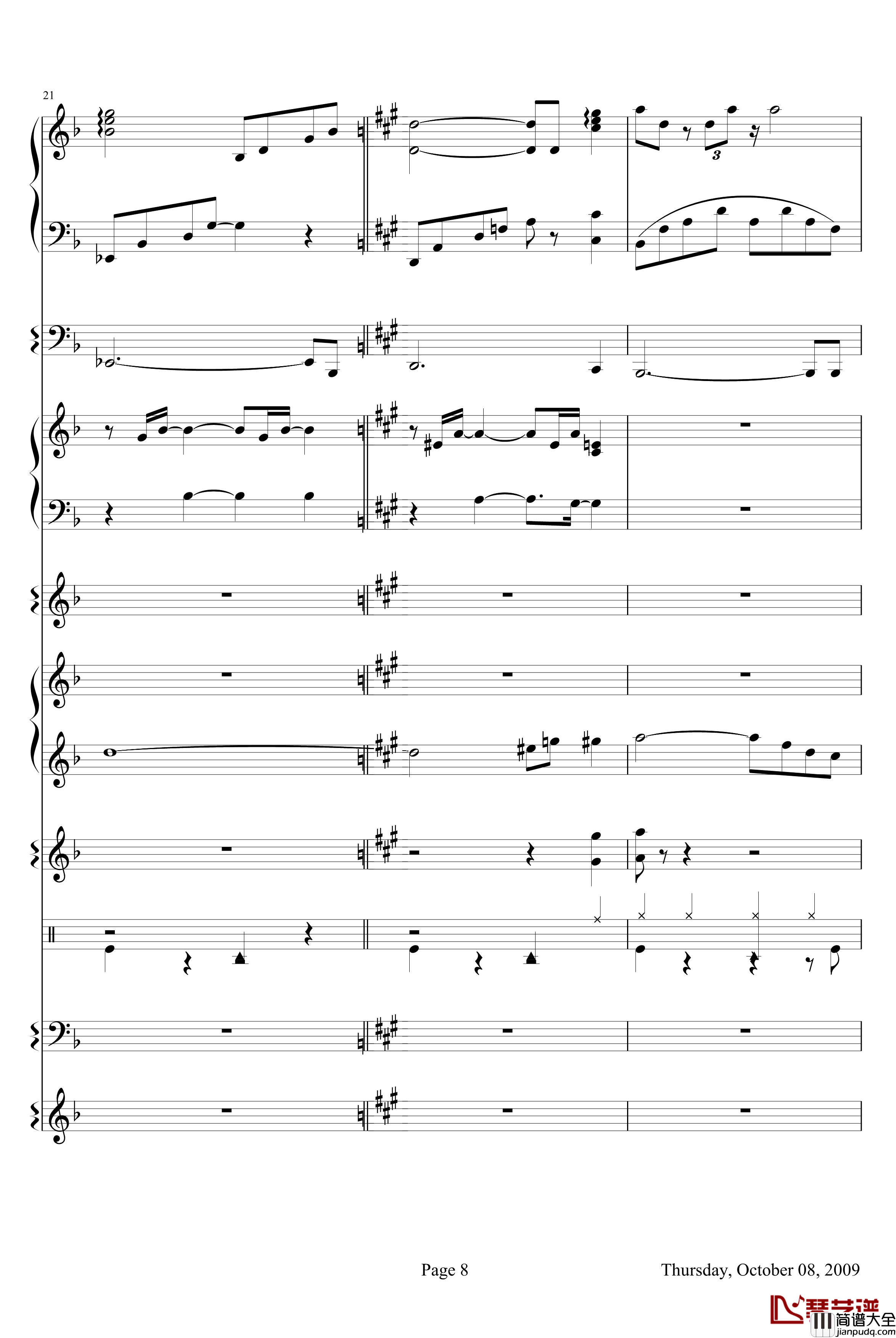 威尼斯无名士钢琴谱_欧美经典_克莱德曼