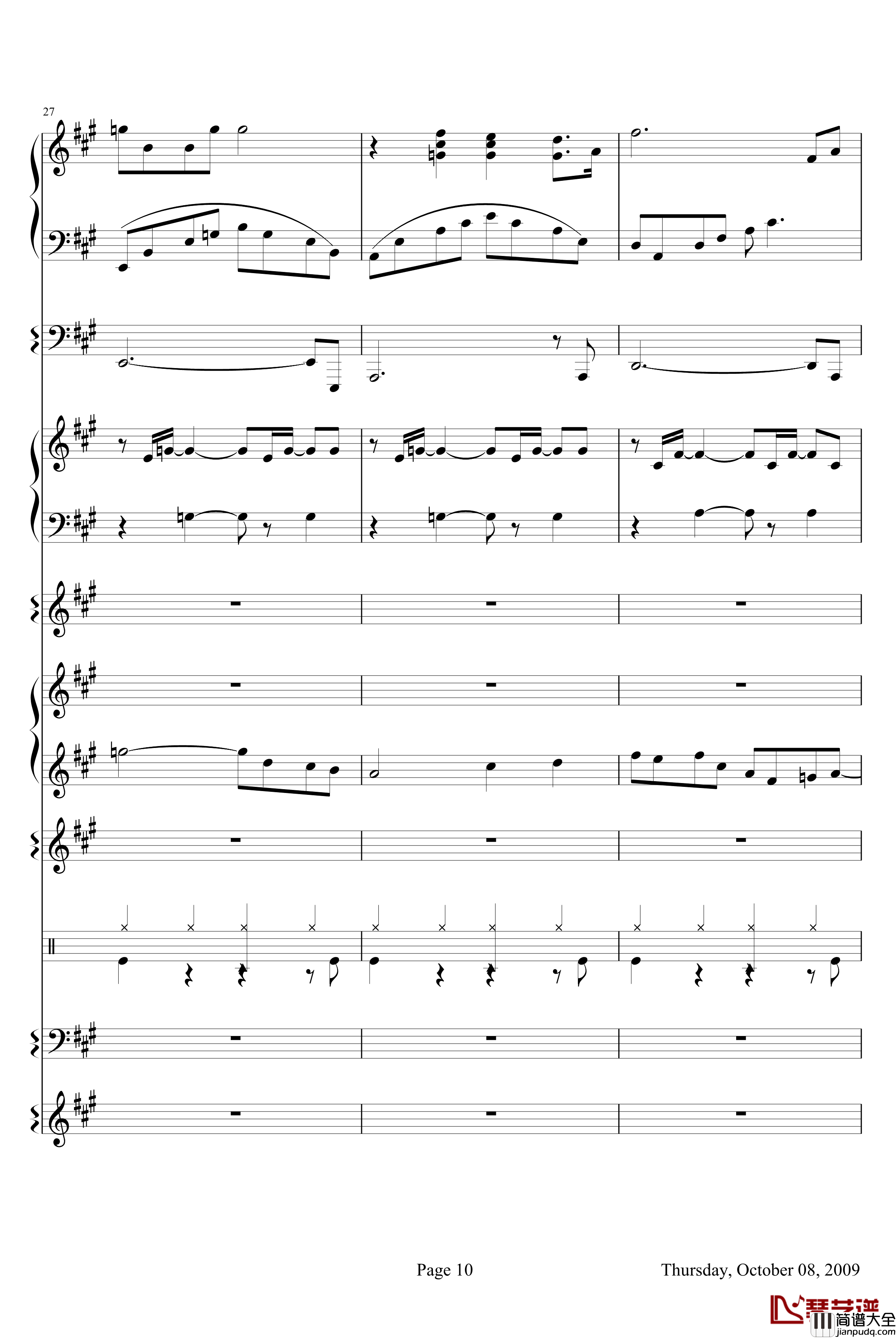 威尼斯无名士钢琴谱_欧美经典_克莱德曼