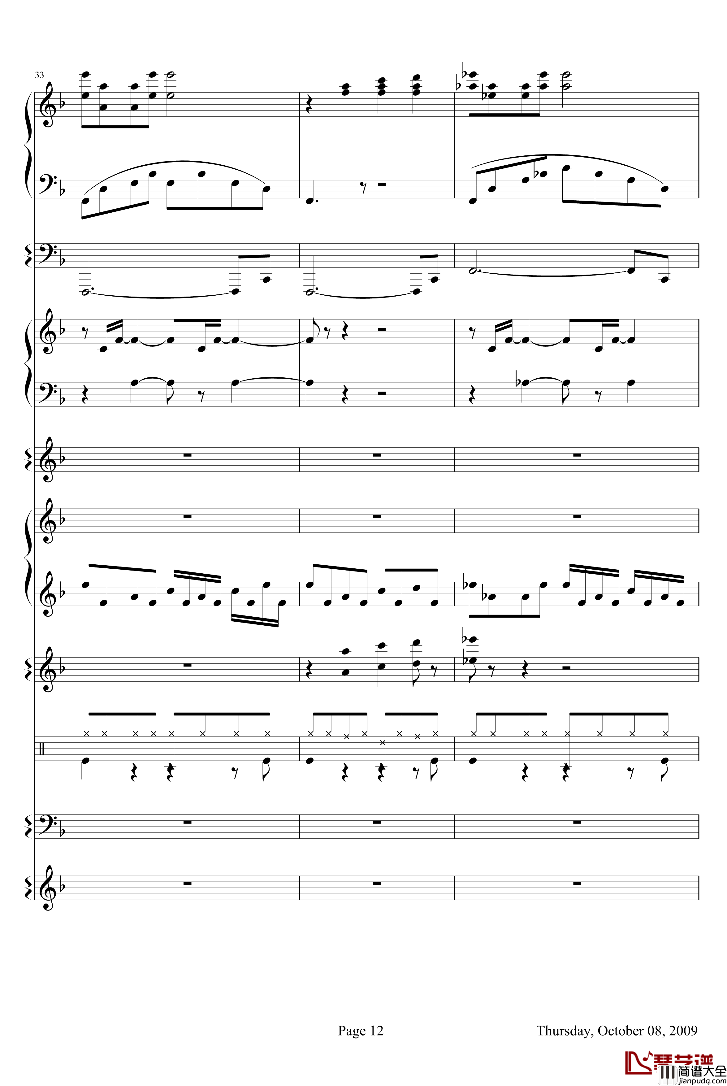 威尼斯无名士钢琴谱_欧美经典_克莱德曼