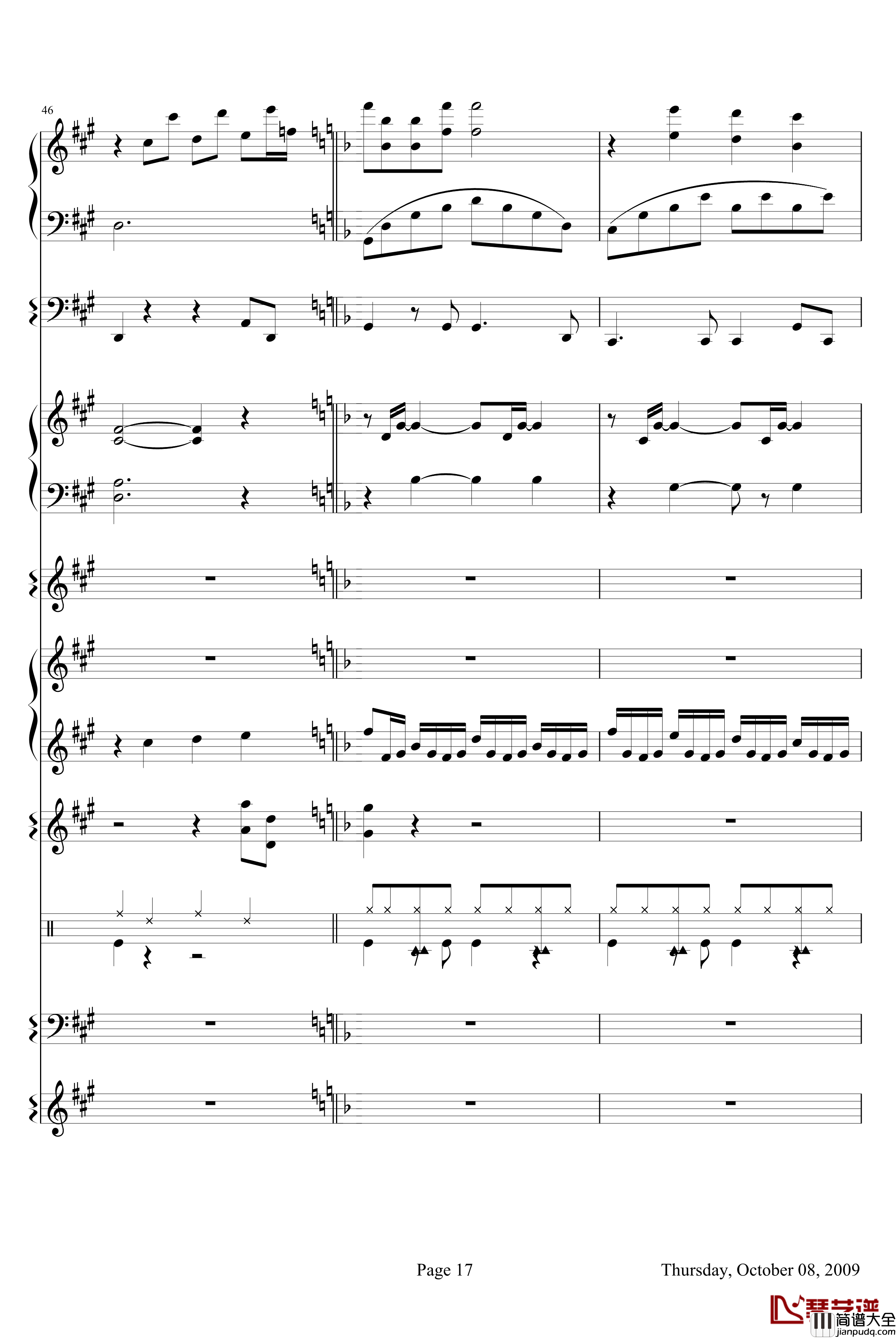 威尼斯无名士钢琴谱_欧美经典_克莱德曼