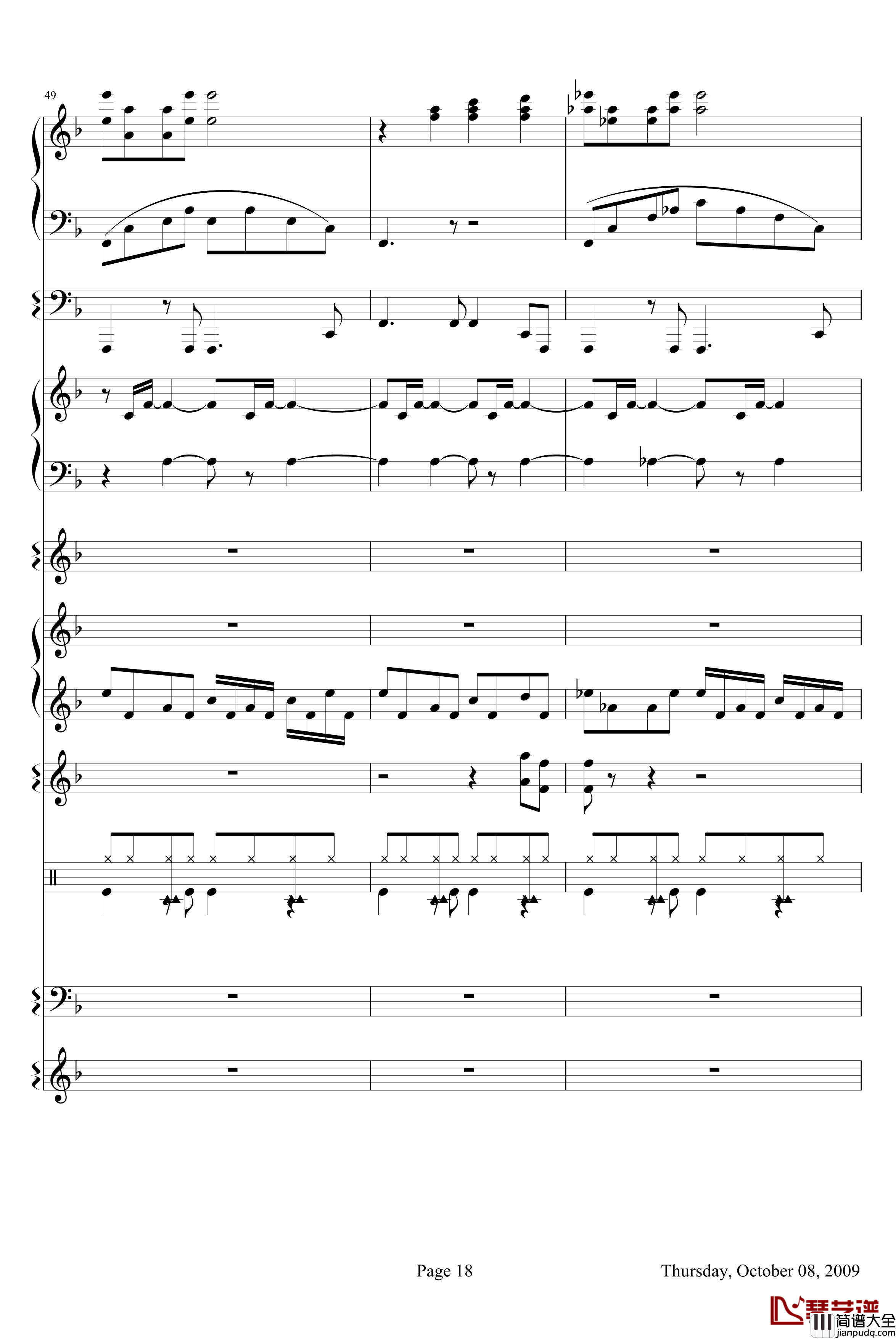 威尼斯无名士钢琴谱_欧美经典_克莱德曼