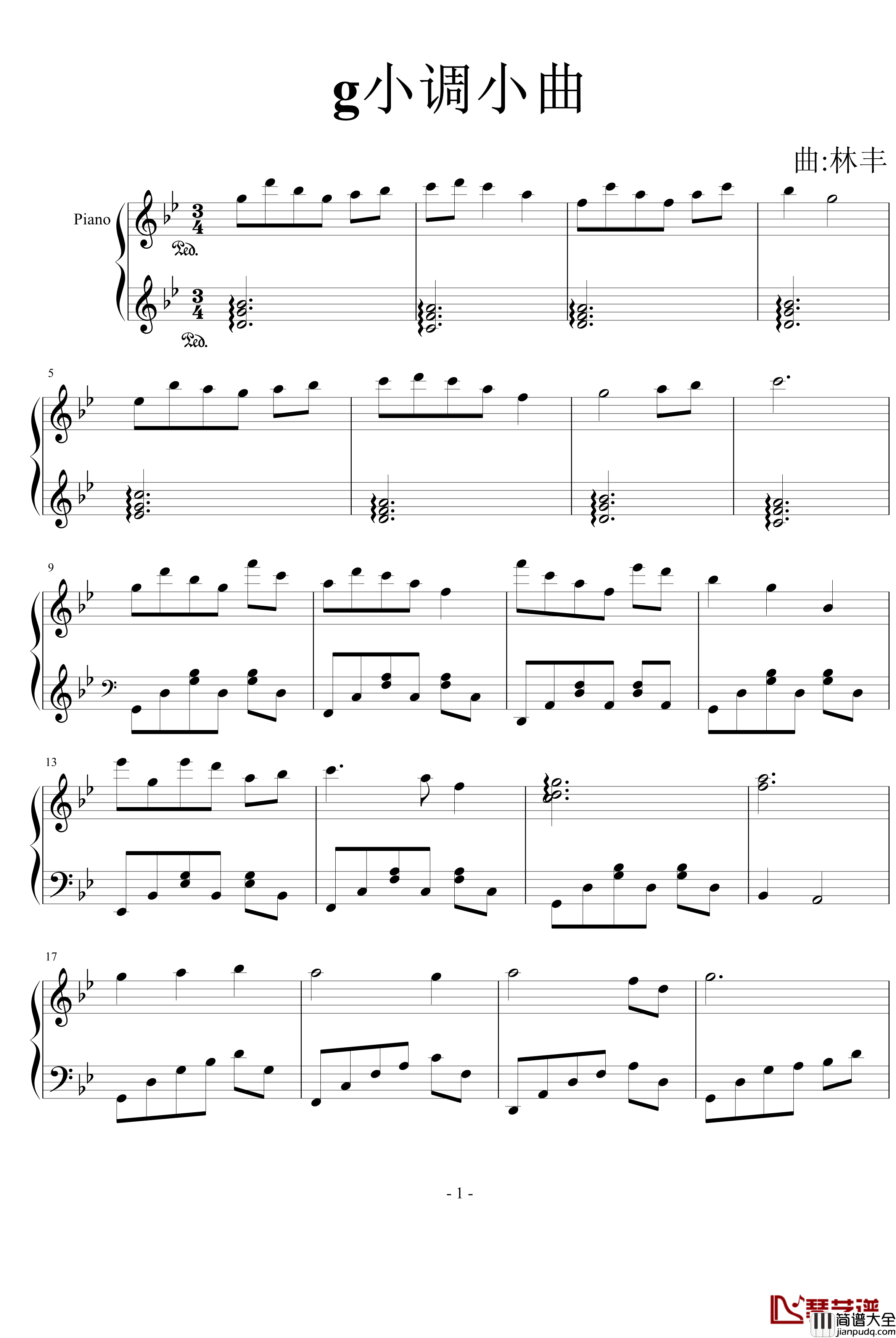 g小调小曲钢琴谱_风花雨露