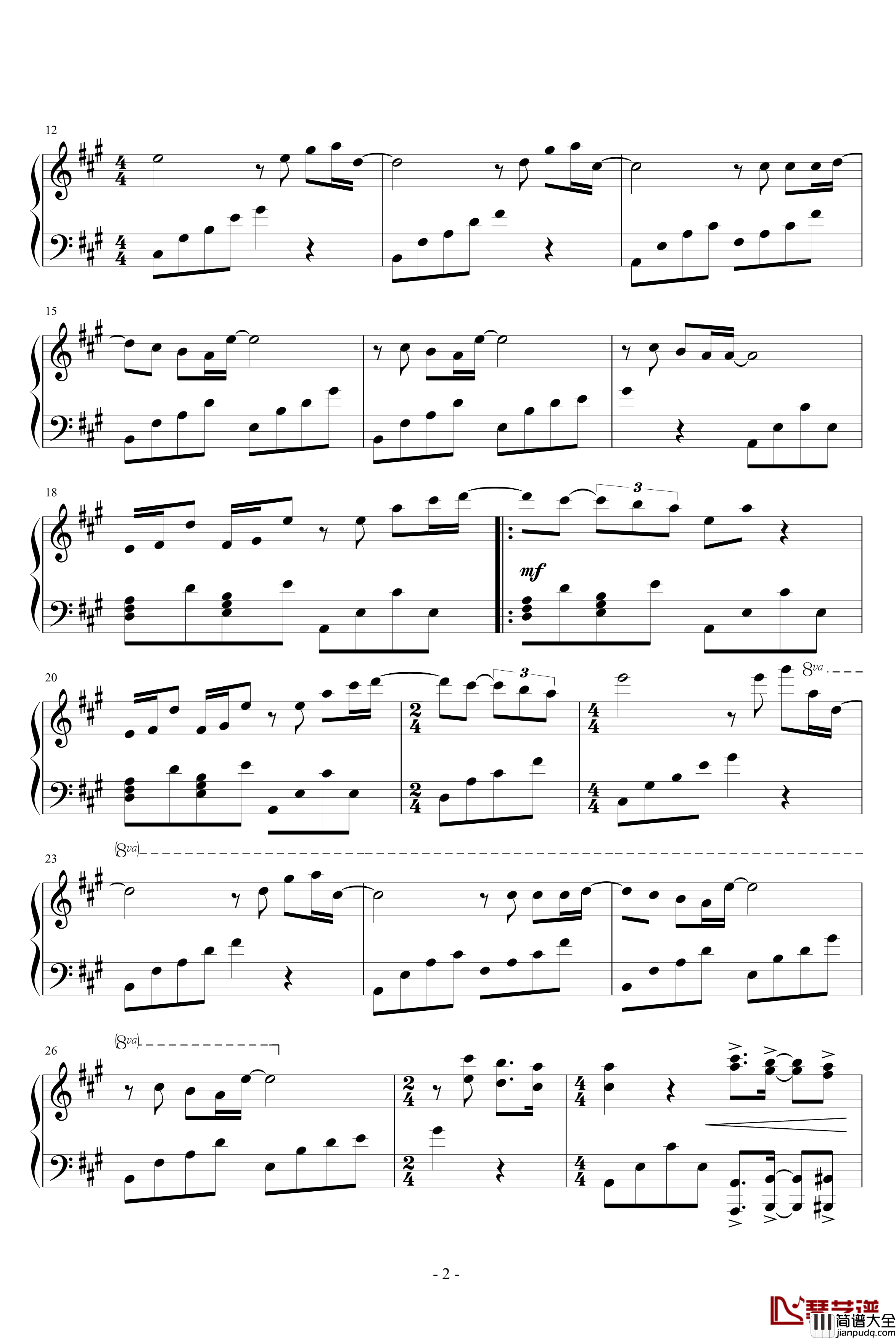 孤独钢琴谱_克莱德曼