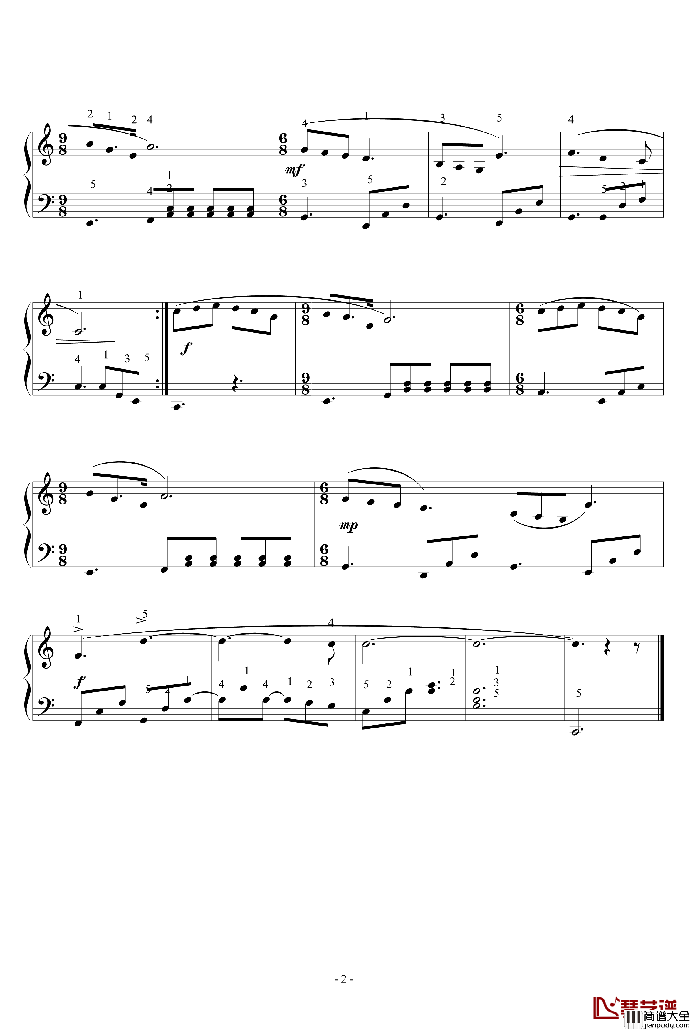 我和我的祖国钢琴谱_未知分类