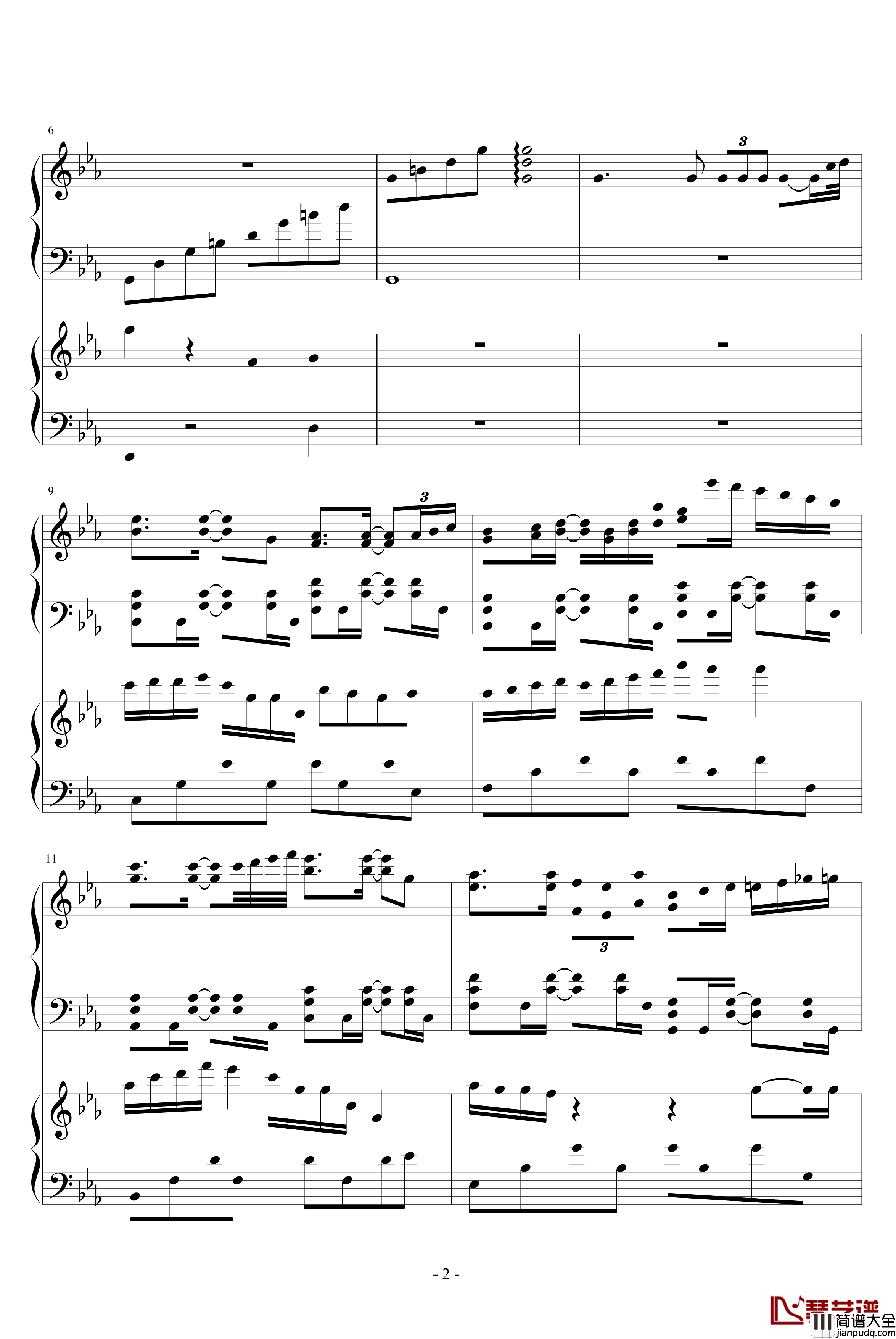 梦中的婚礼VS眼泪钢琴谱_改_吴越