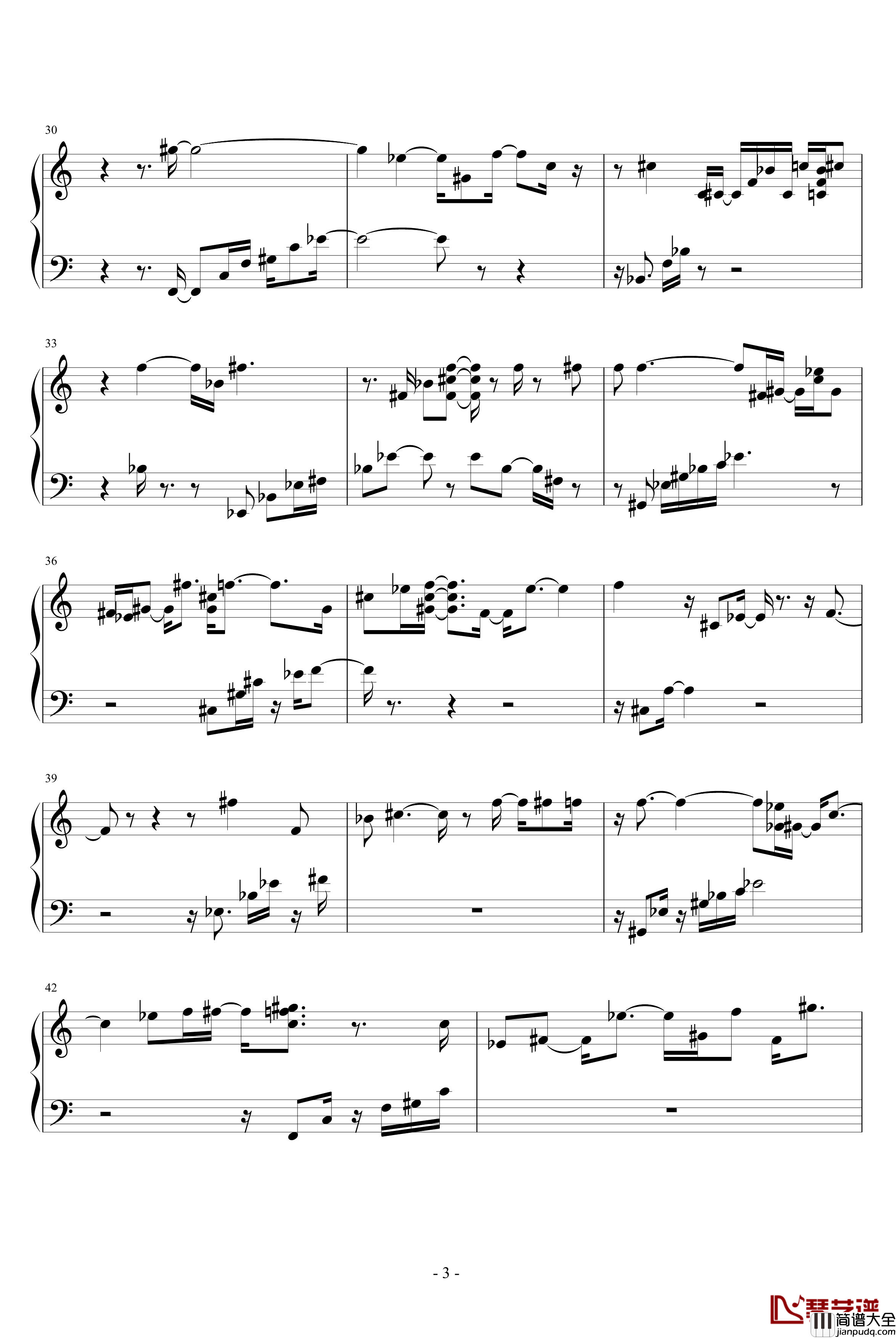 波澜的心钢琴谱_调整版_shijindi3