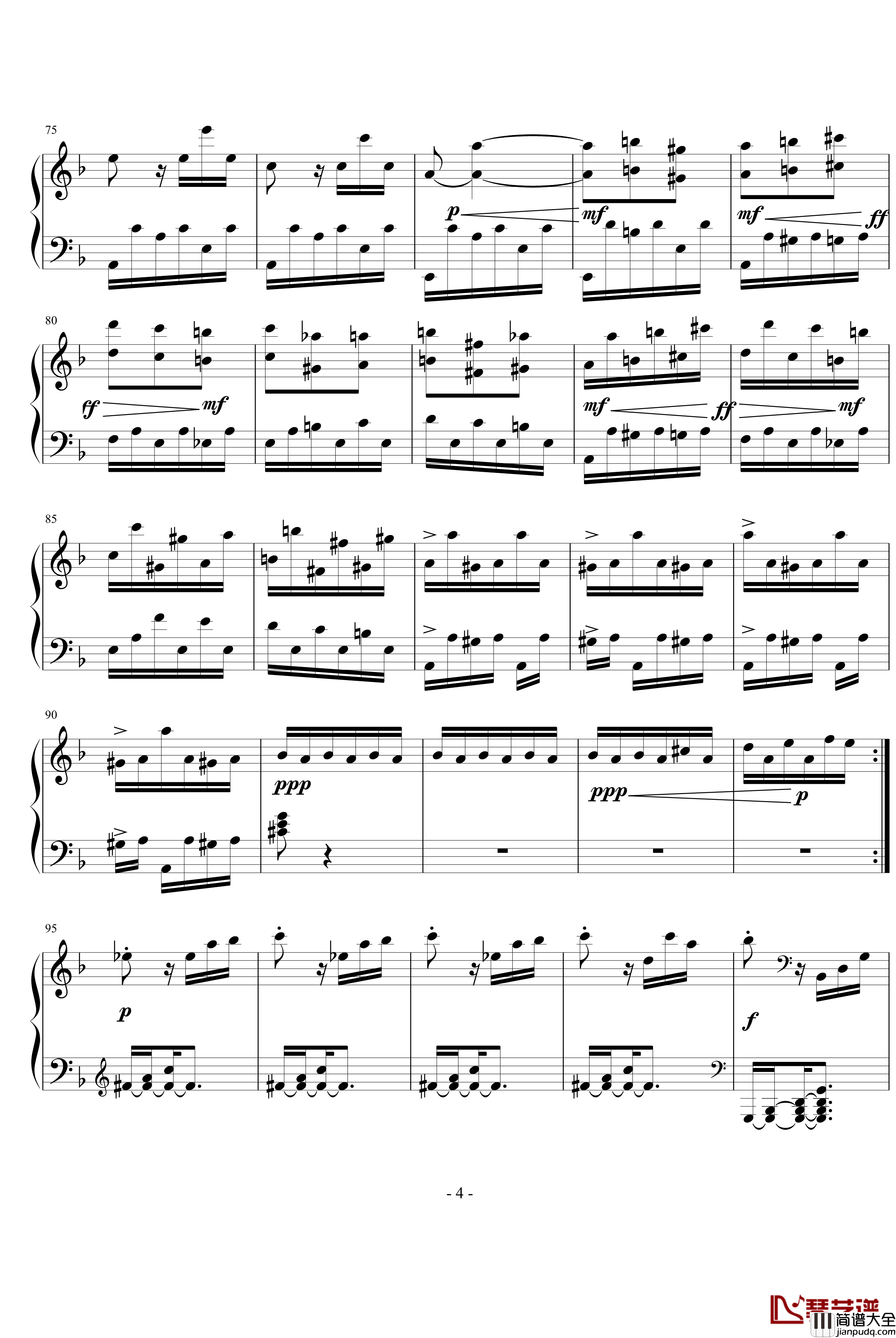 暴风雨第三乐章钢琴谱_贝多芬_beethoven