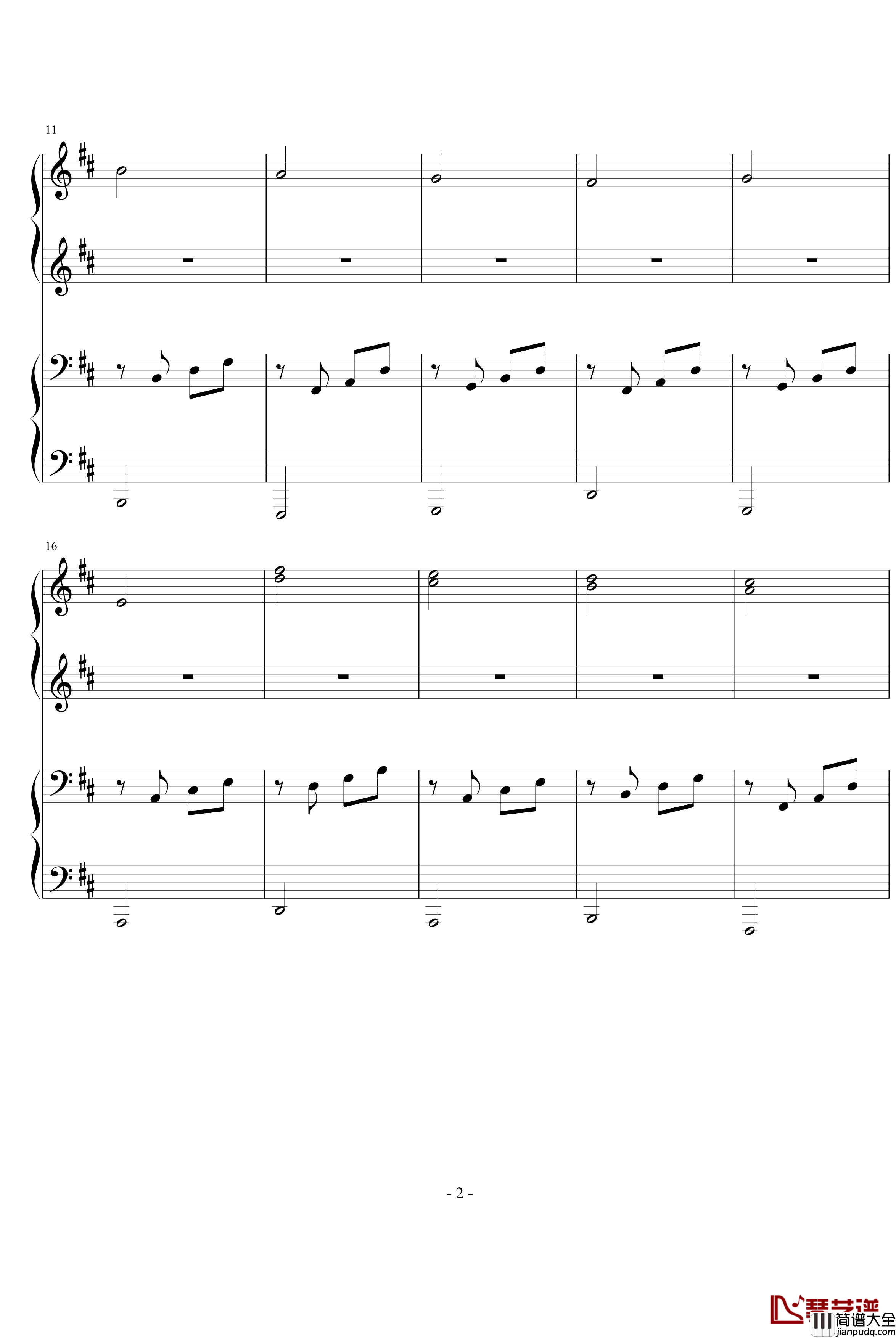 卡农四手联弹钢琴谱_Charm改编版_帕赫贝尔_Pachelbel