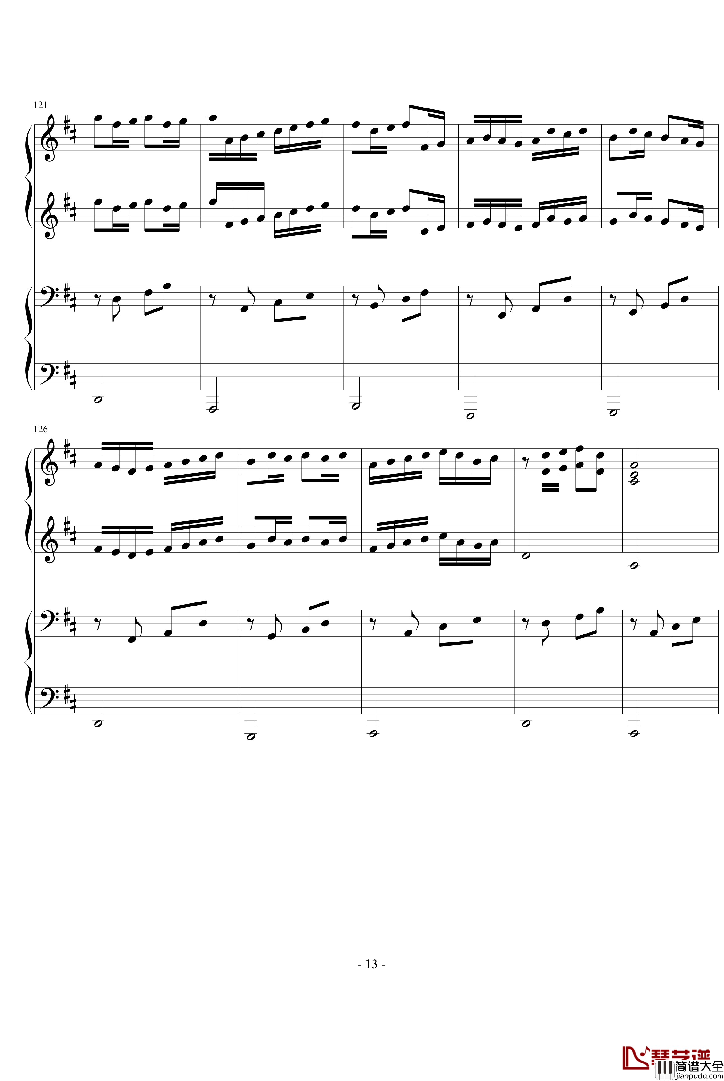 卡农四手联弹钢琴谱_Charm改编版_帕赫贝尔_Pachelbel