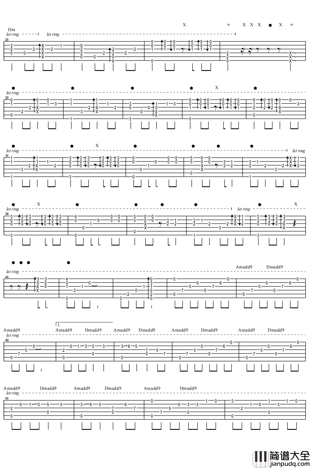 无语问苍天吉他指弹谱_Beyond_吉他独奏谱