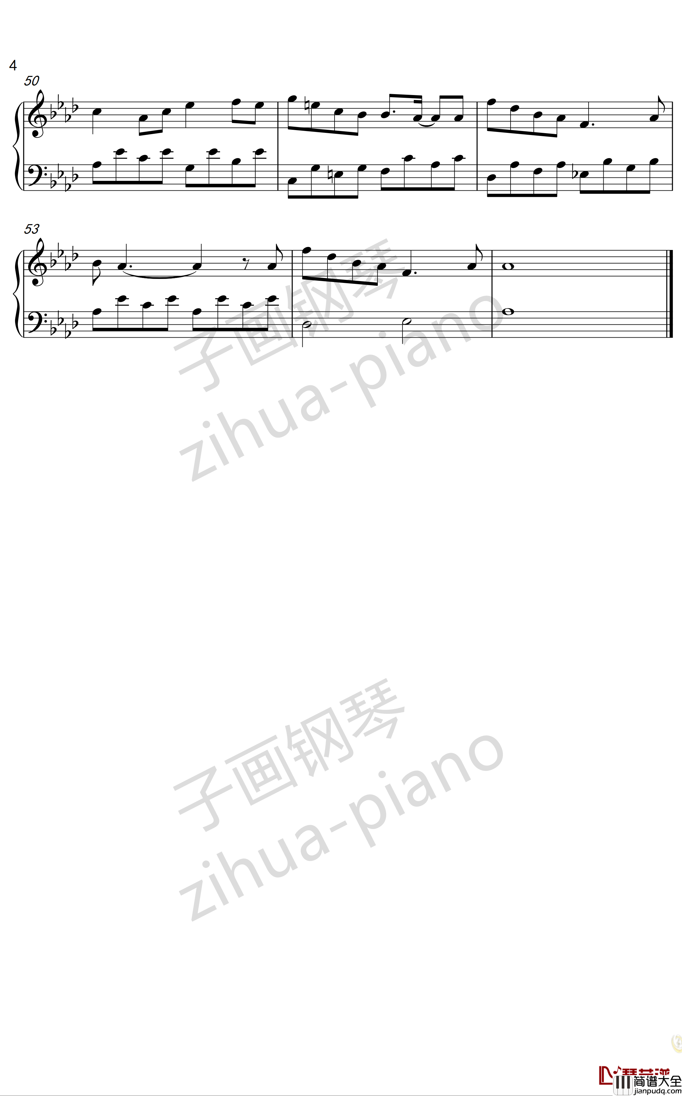 凤凰花开的路口钢琴谱_林志炫_子画钢琴治愈版