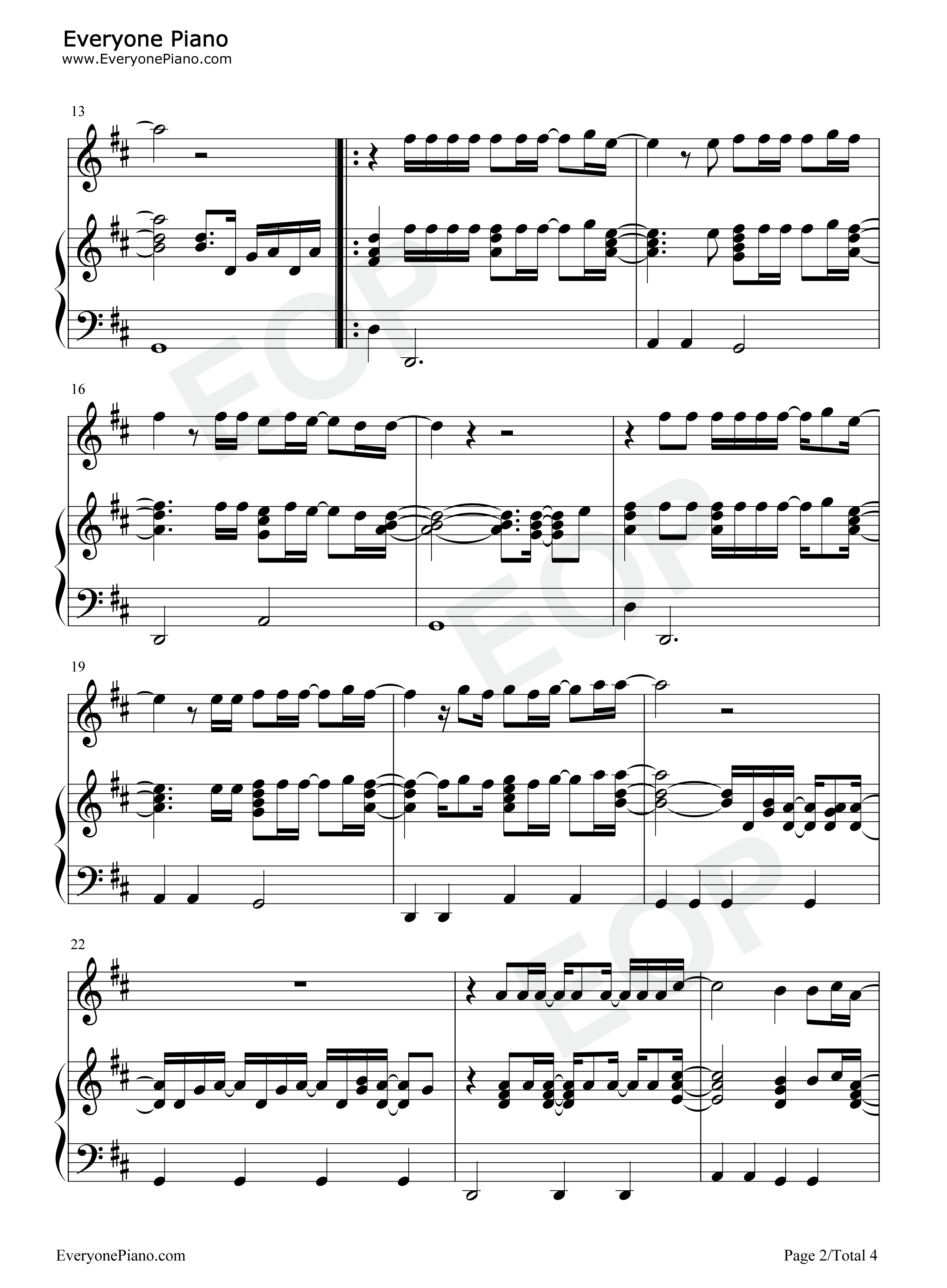 Stay_Another_Day钢琴谱_East_17