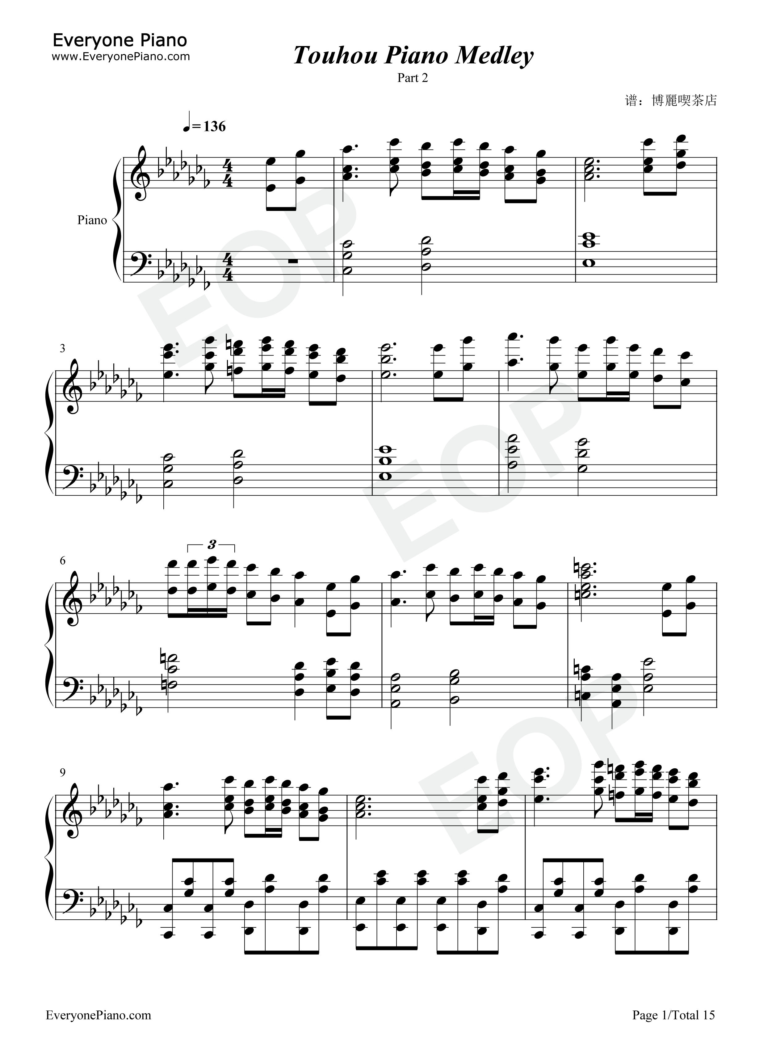 Touhou_Piano_Medley_Part_2钢琴谱_Touhou