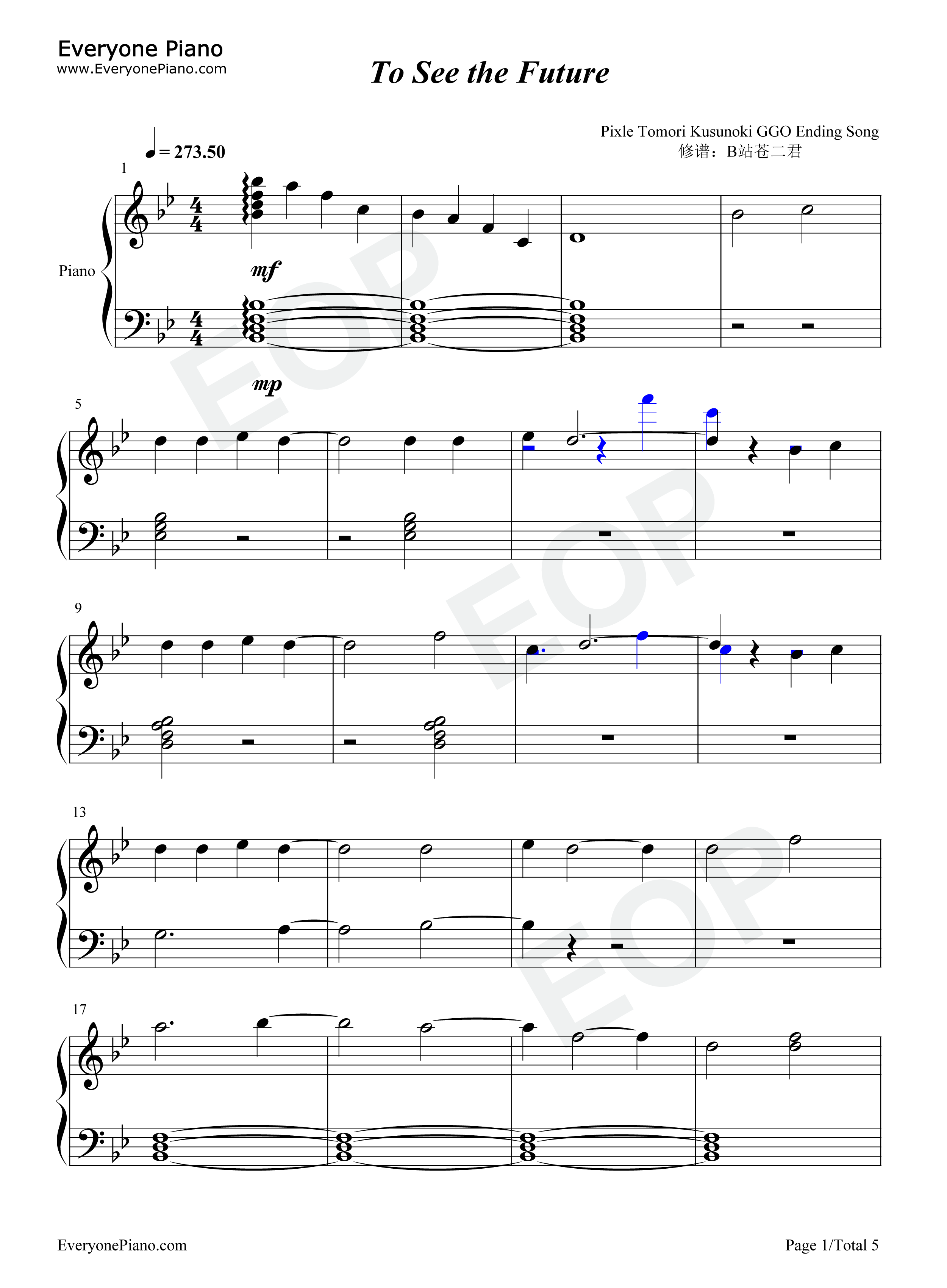 To_See_the_Future钢琴谱_楠木灯_楠木友利