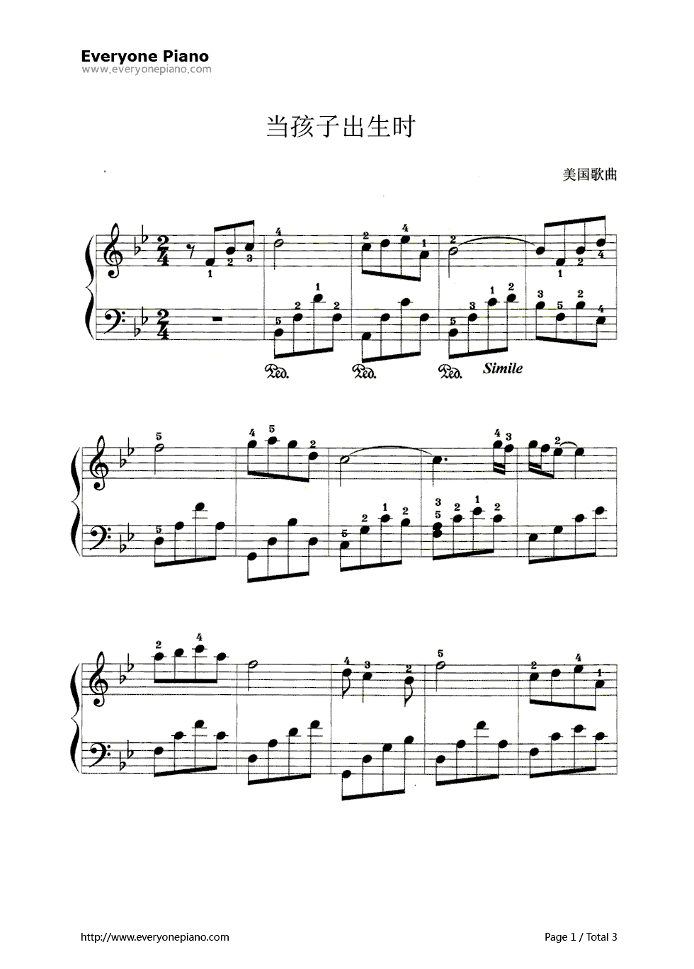 当孩子出生时钢琴谱_未知