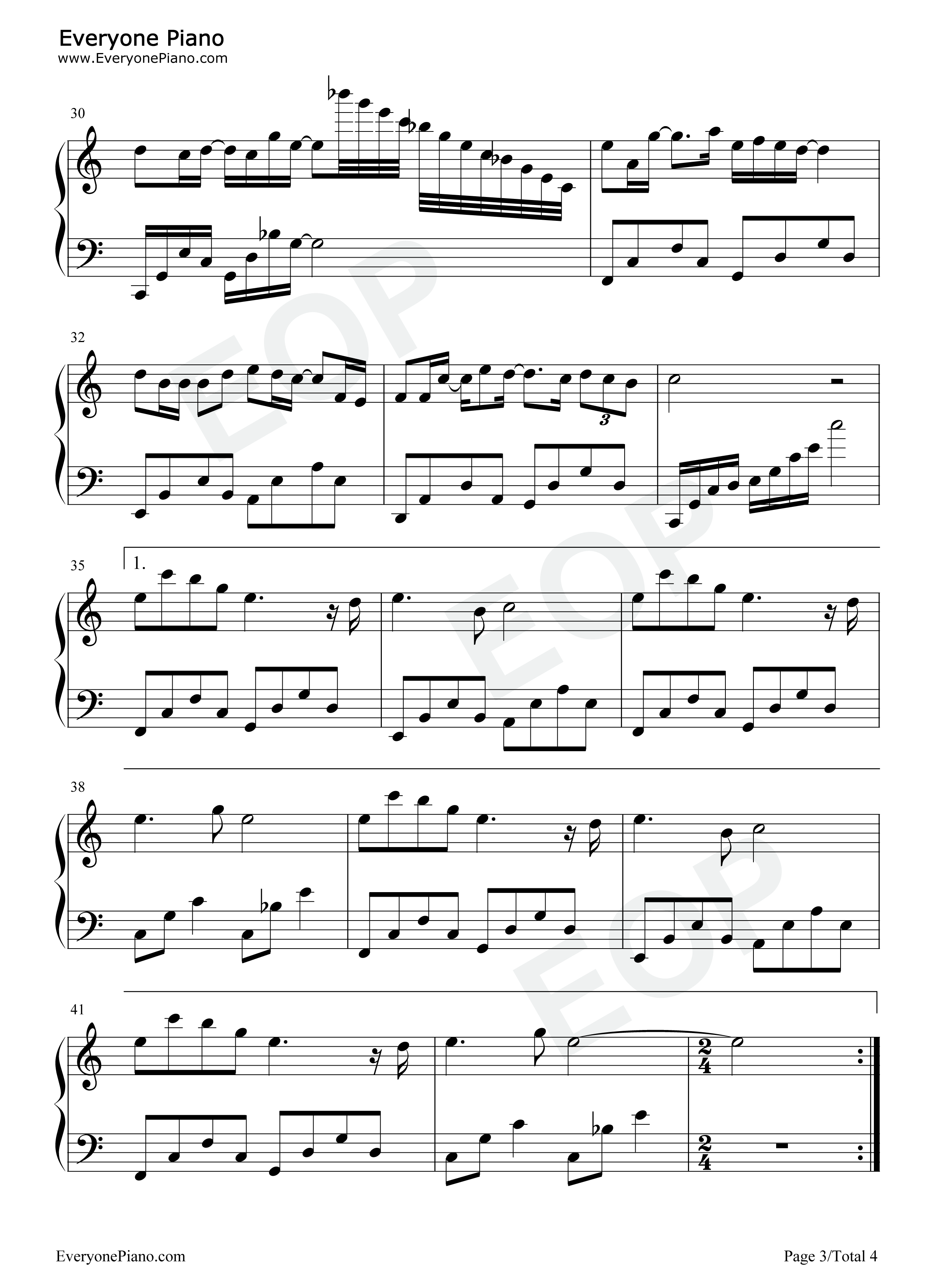 我走后钢琴谱_小咪