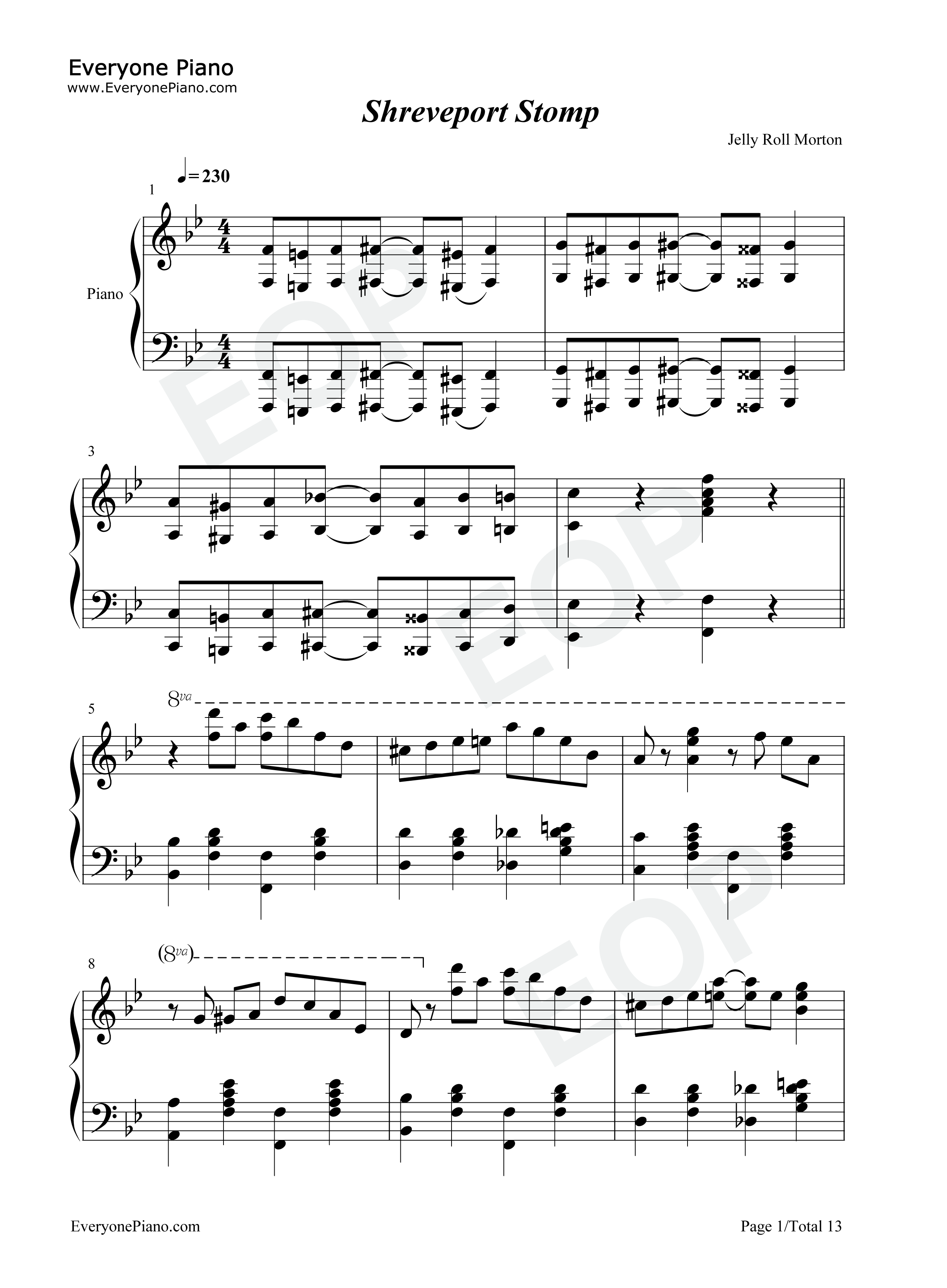 Shreveport_Stomp钢琴谱_Jelly_Roll_Morton