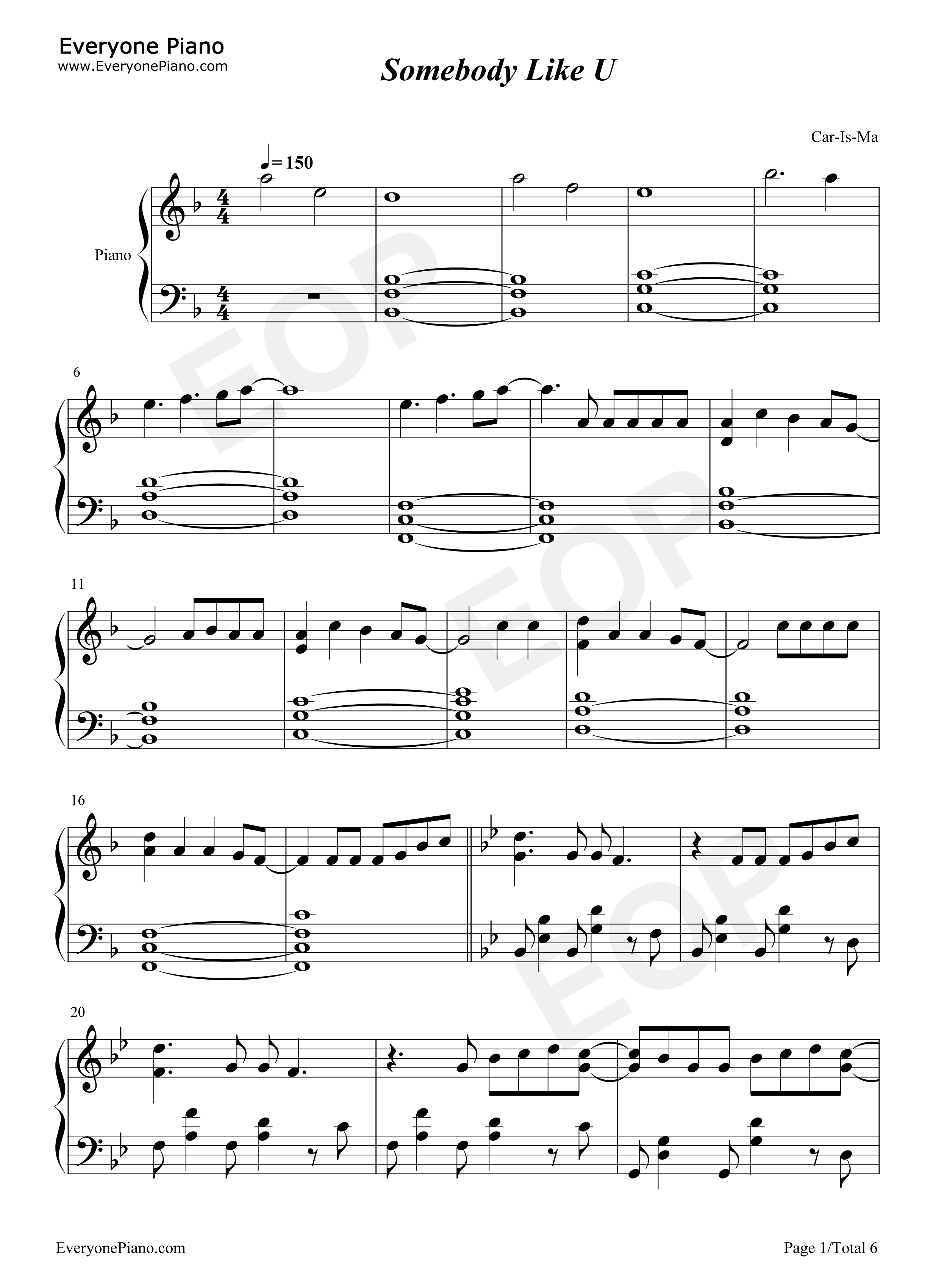 Somebody_Like_U钢琴谱_Alan_Walker_Au/Ra