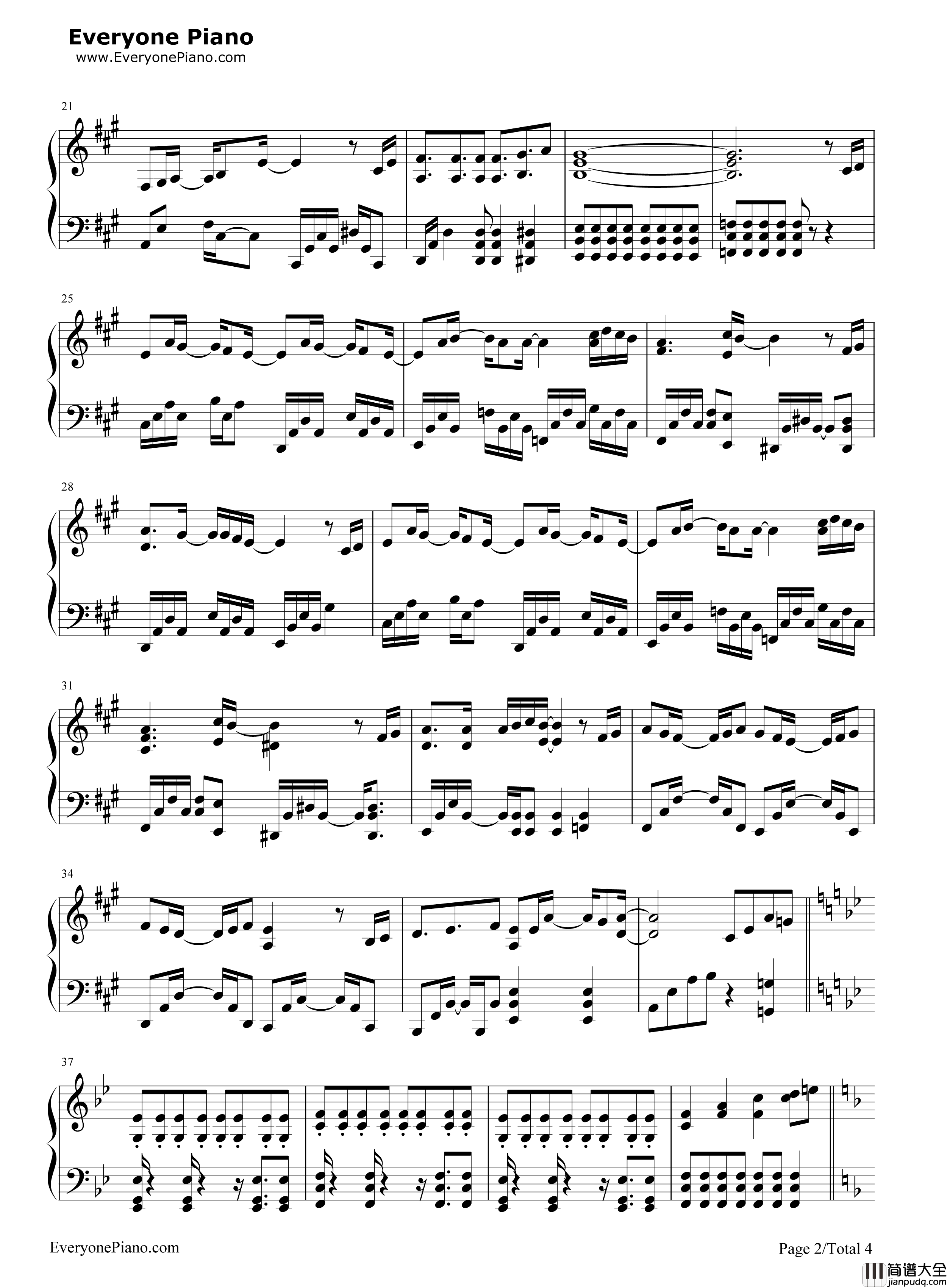 桜ノ雨钢琴谱_初音ミク