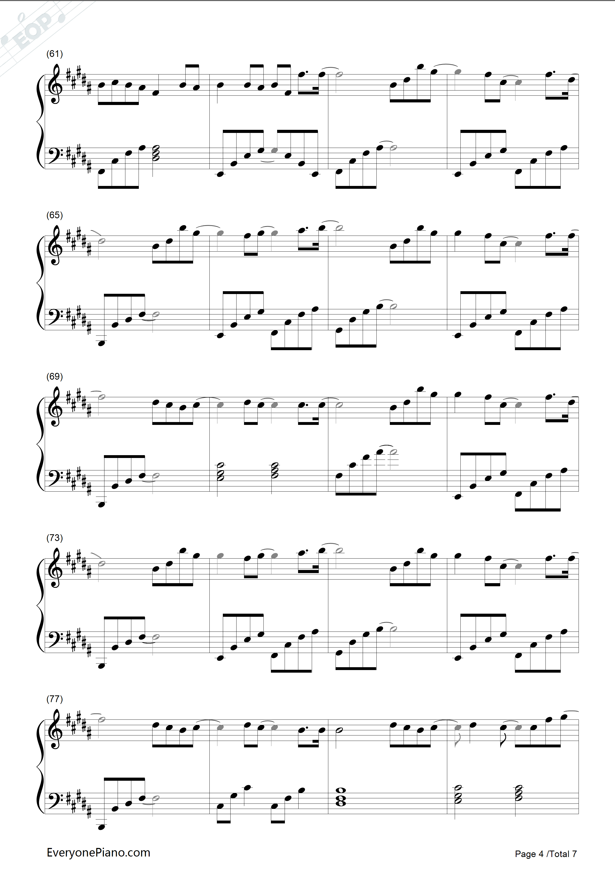 万物初始之风钢琴谱_平原绫香