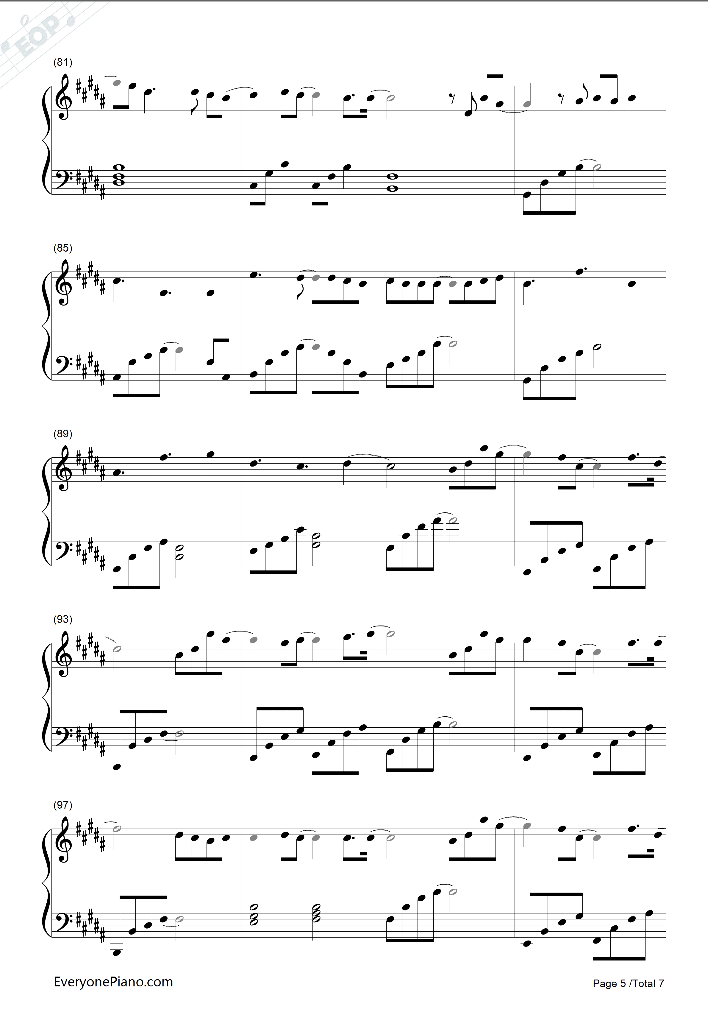 万物初始之风钢琴谱_平原绫香