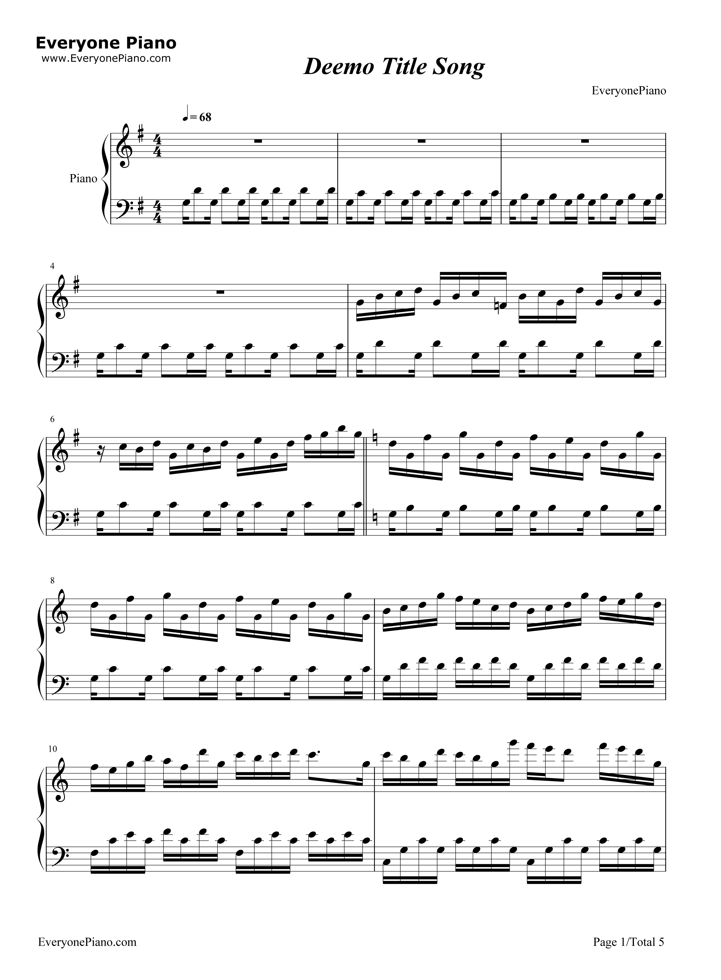 Deemo_Title_Song钢琴谱_Deemo