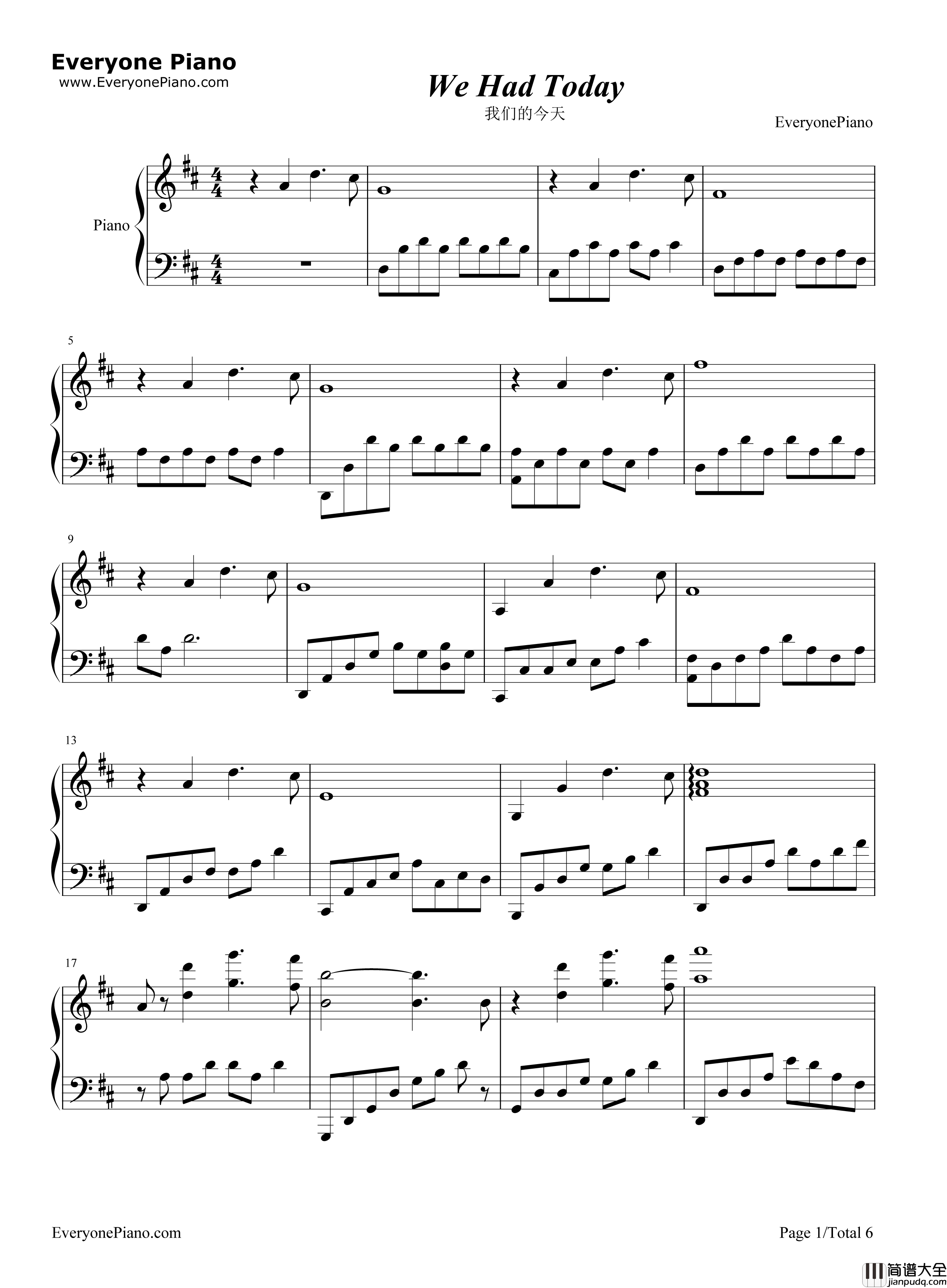 We_Had_Today钢琴谱_Rachel_Portman