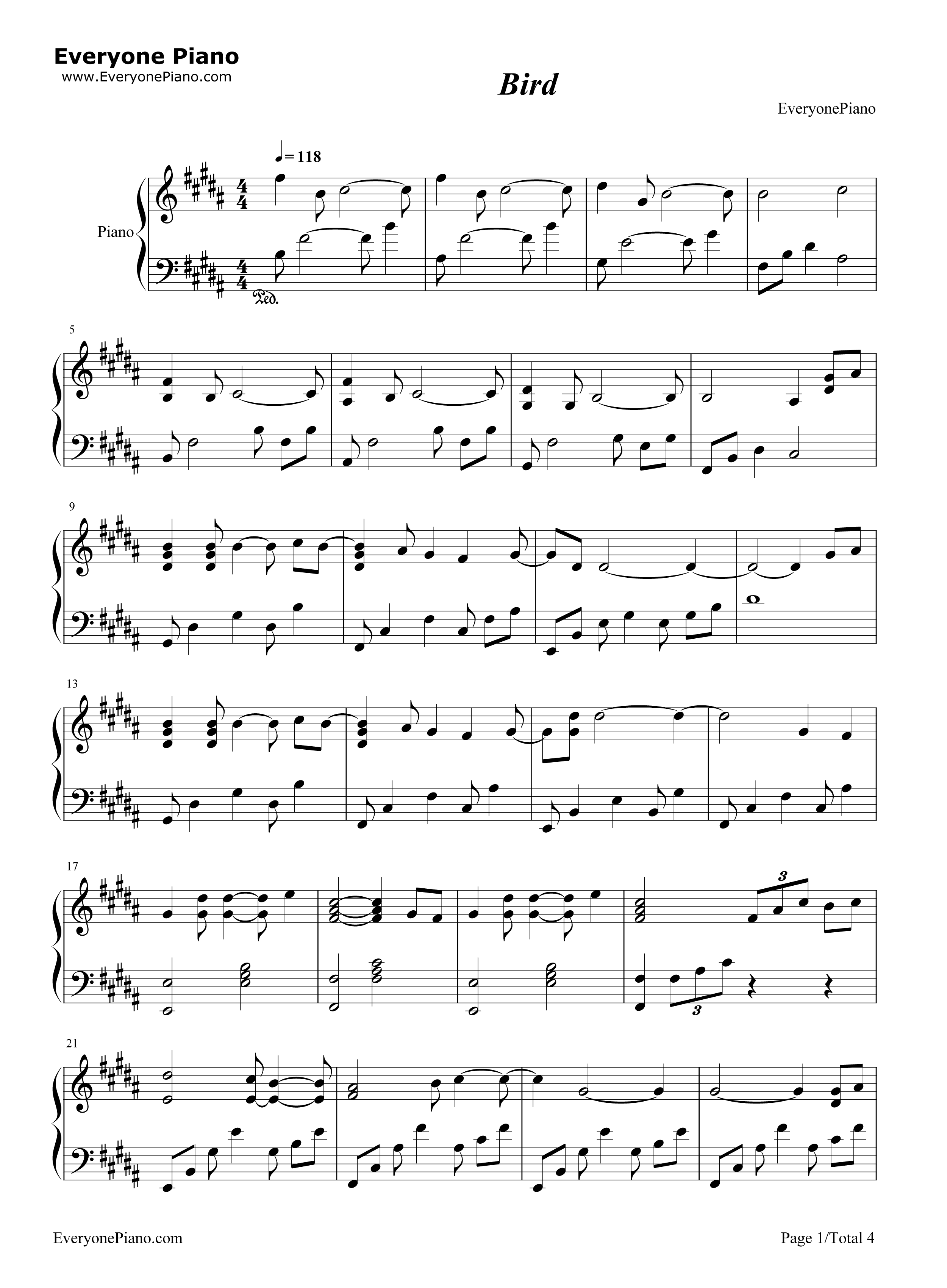 BIRD钢琴谱_松下优也