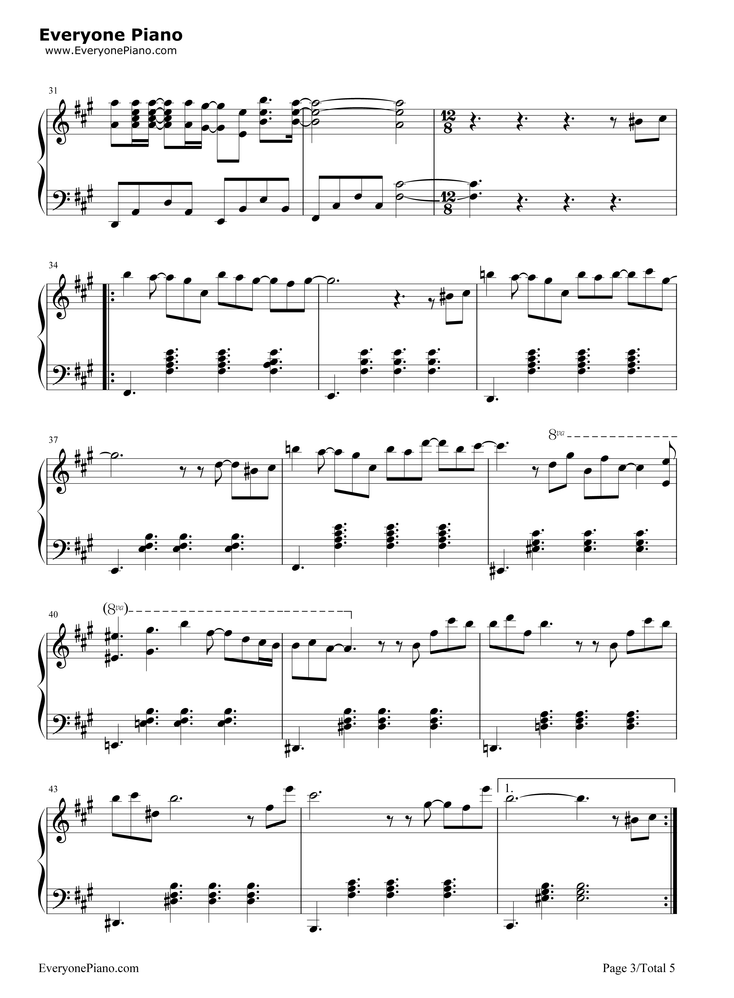 Itsuka钢琴谱_泽野弘之