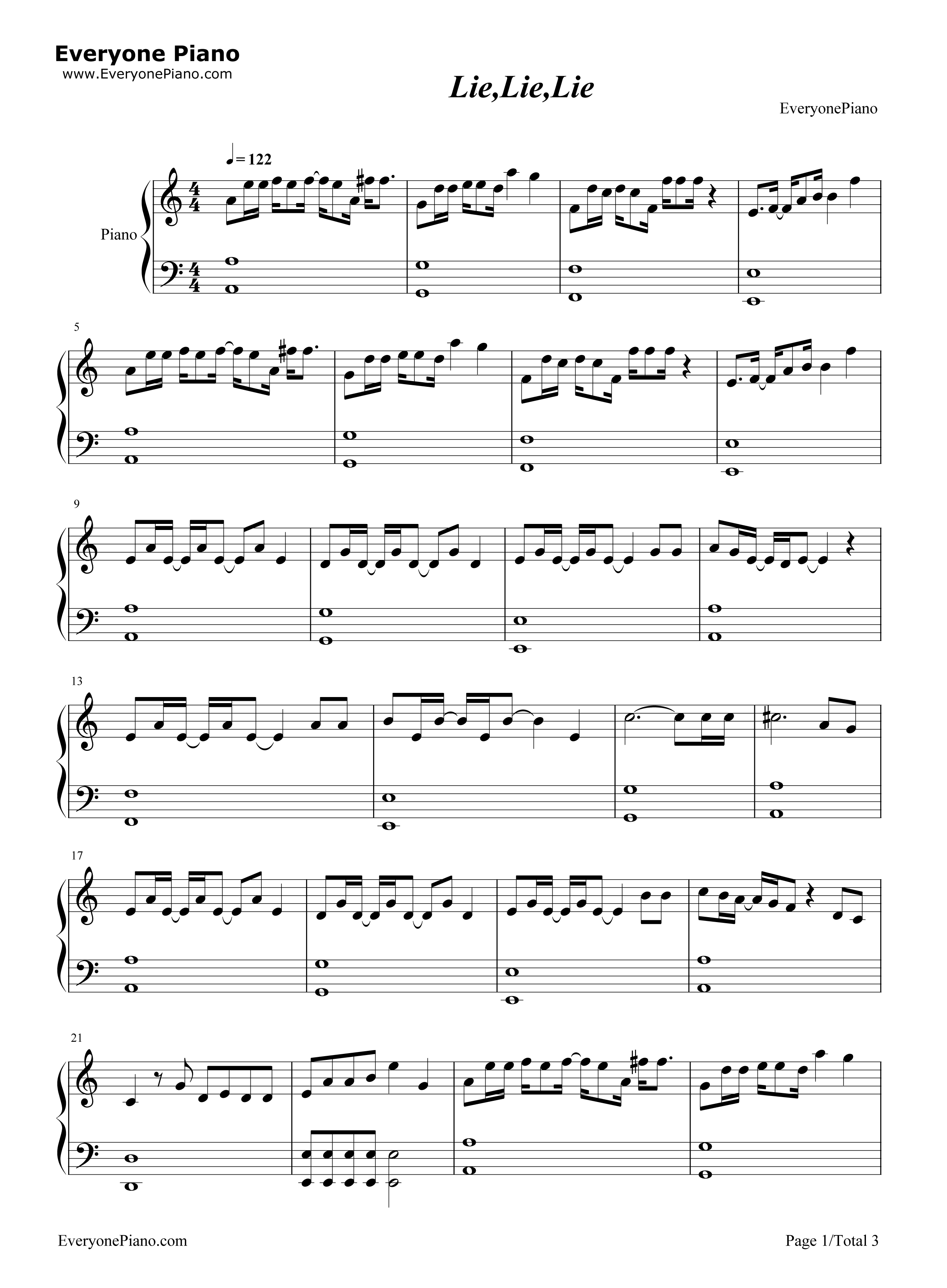 Lie_Lie_Lie钢琴谱_大黒摩季