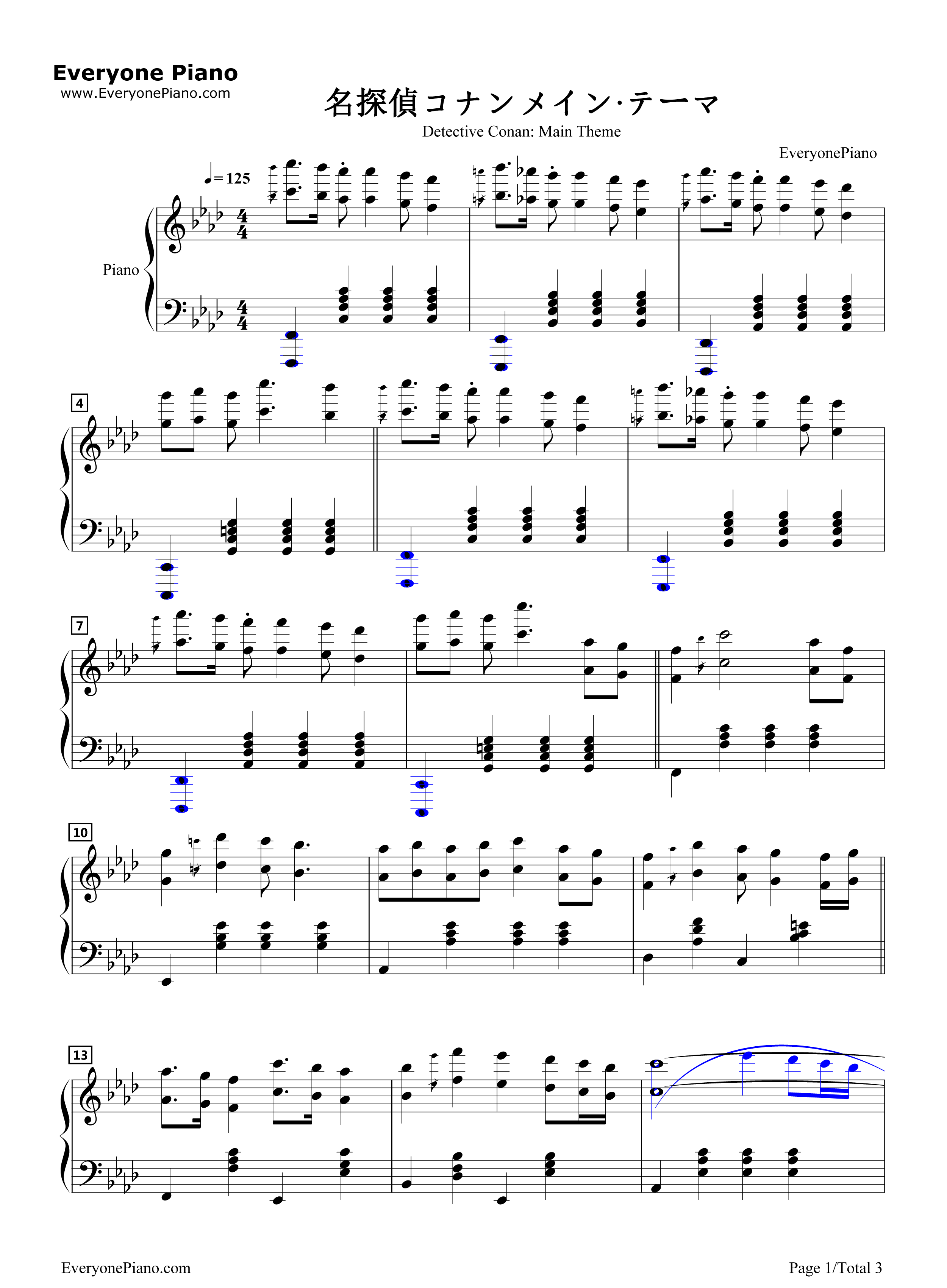 名探偵コナンメイン·テーマ钢琴谱_大野克夫