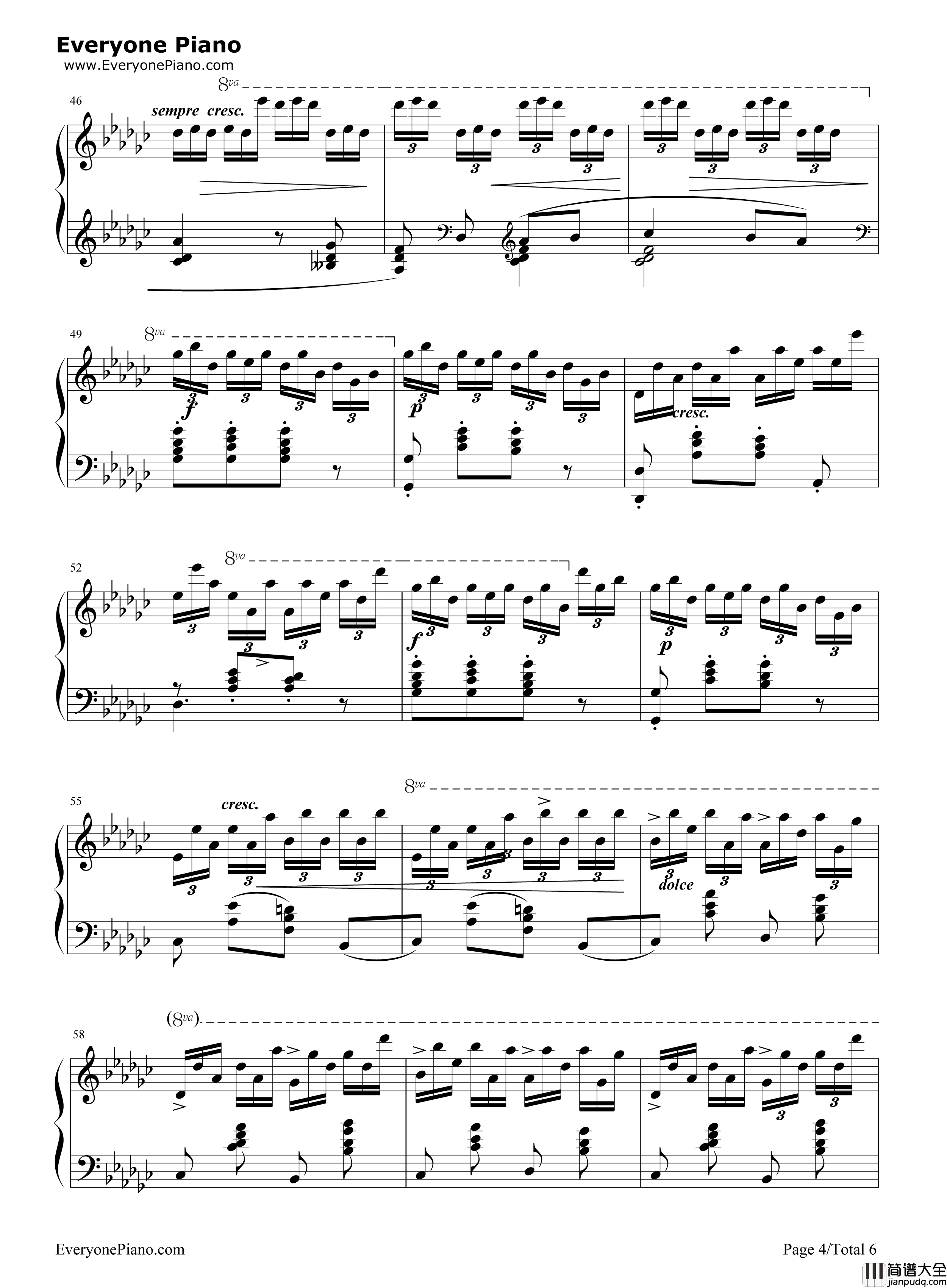 黑键练习曲钢琴谱_肖邦