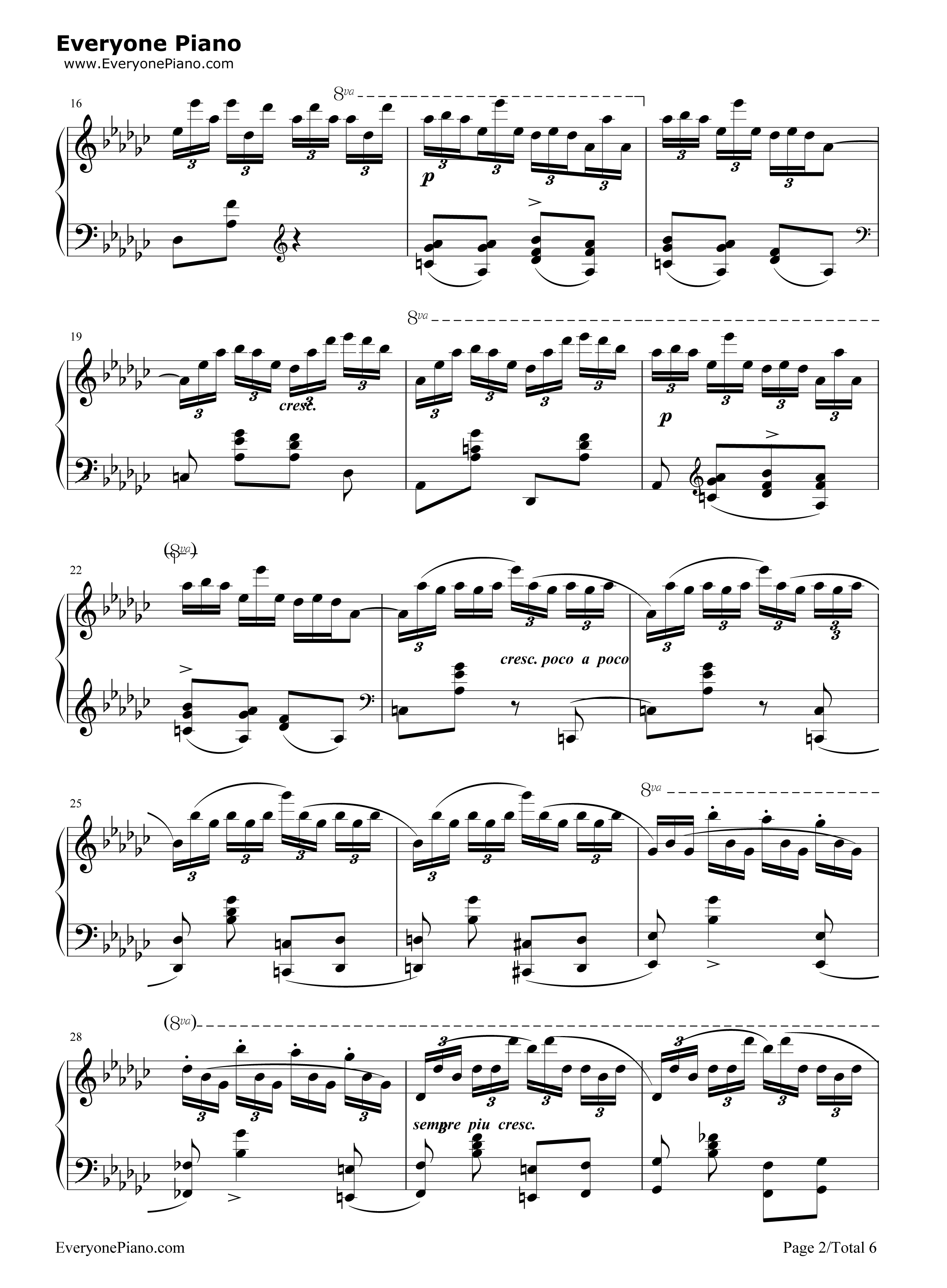 黑键练习曲钢琴谱_肖邦