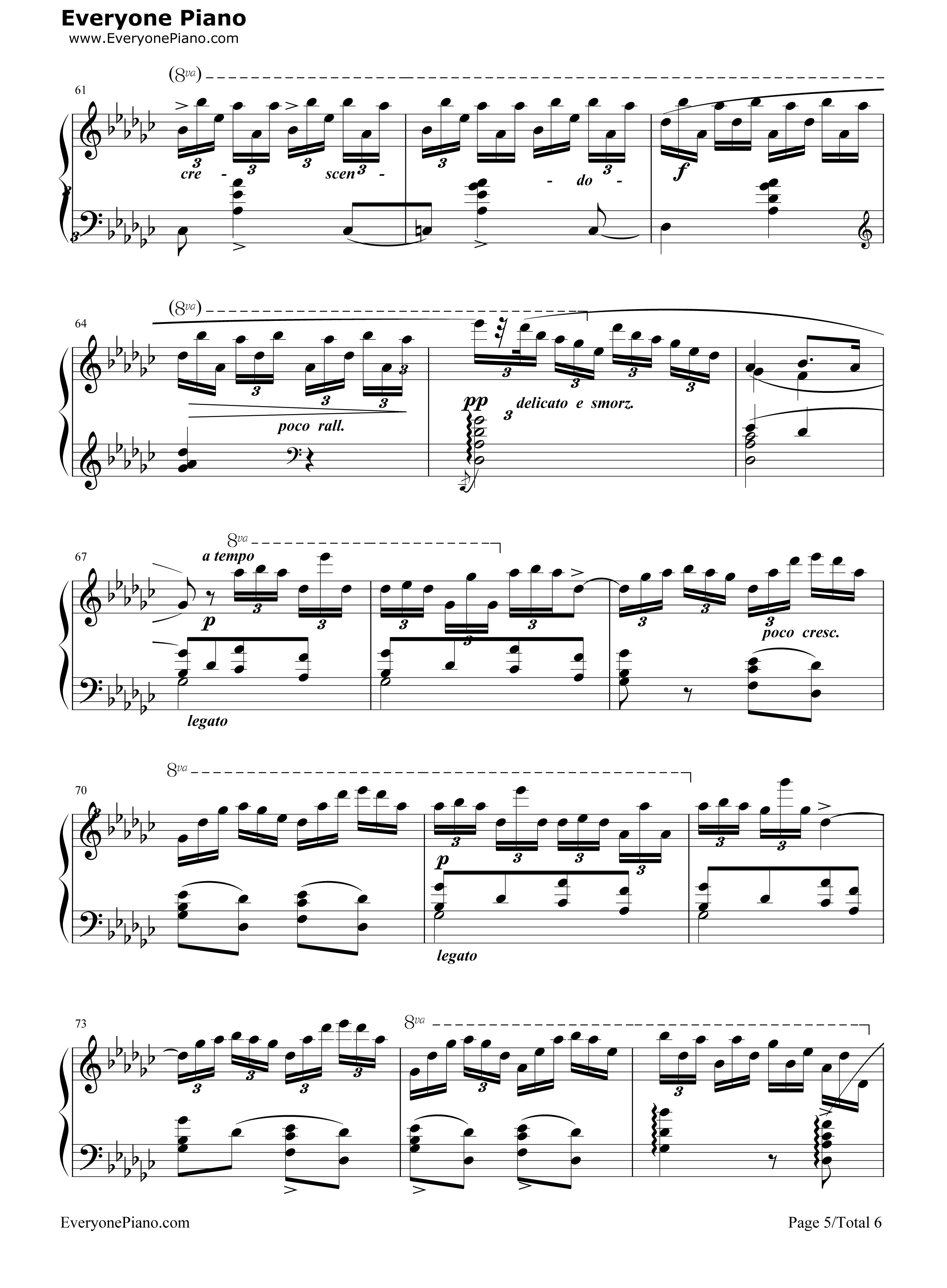 黑键练习曲钢琴谱_肖邦