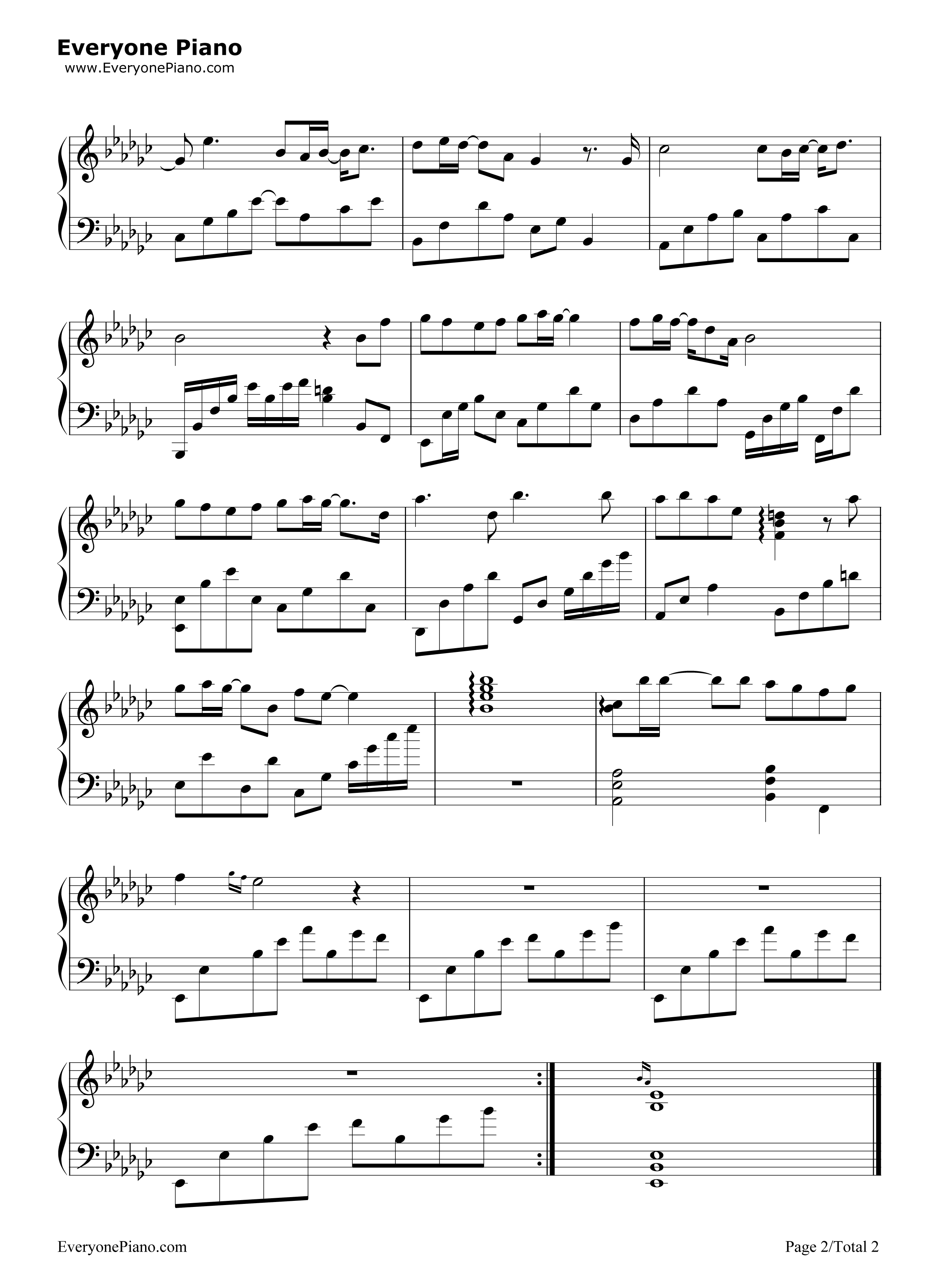 唯爱钢琴谱_薛凯琪_周子扬