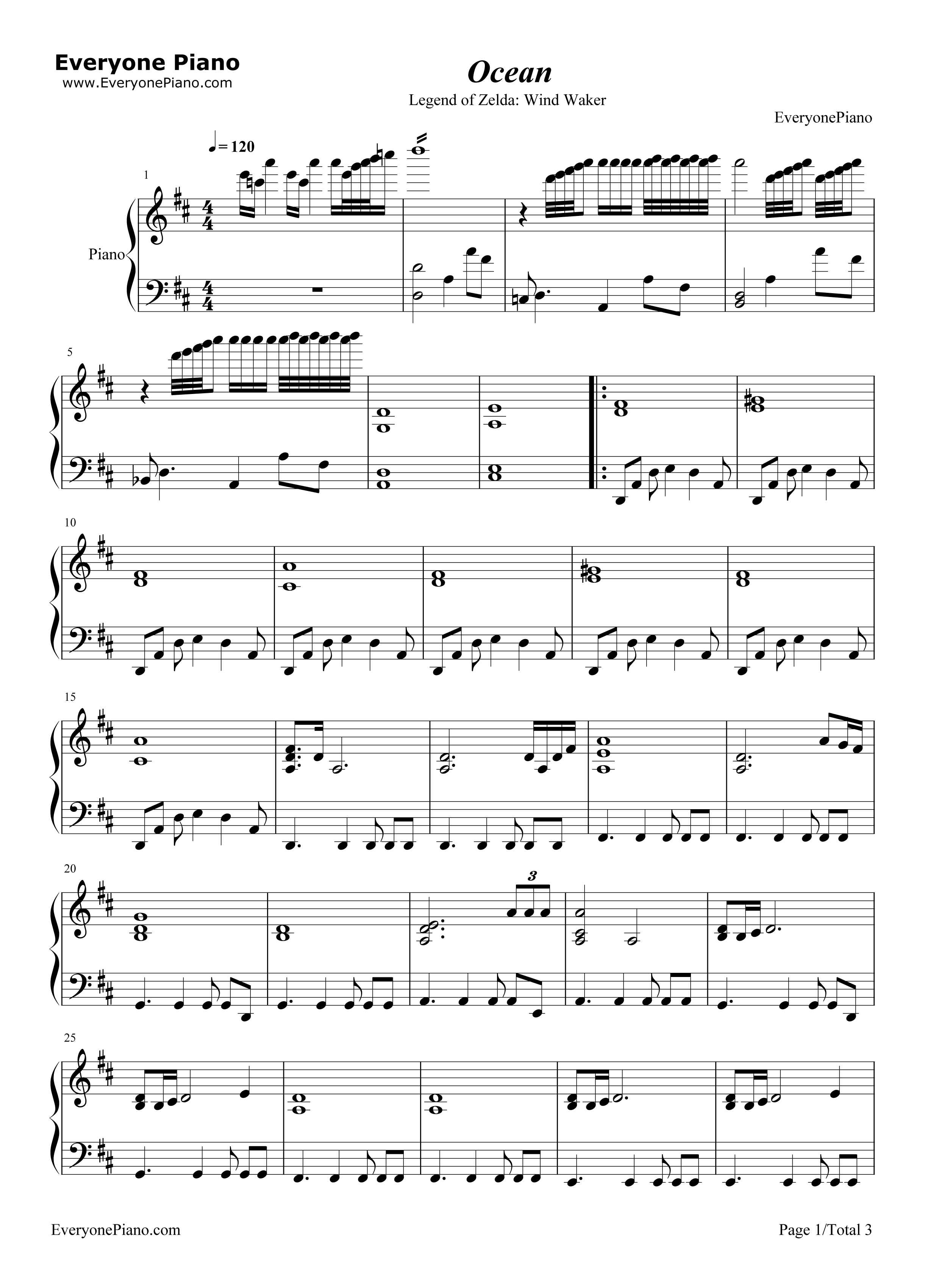 Ocean钢琴谱_永田権太