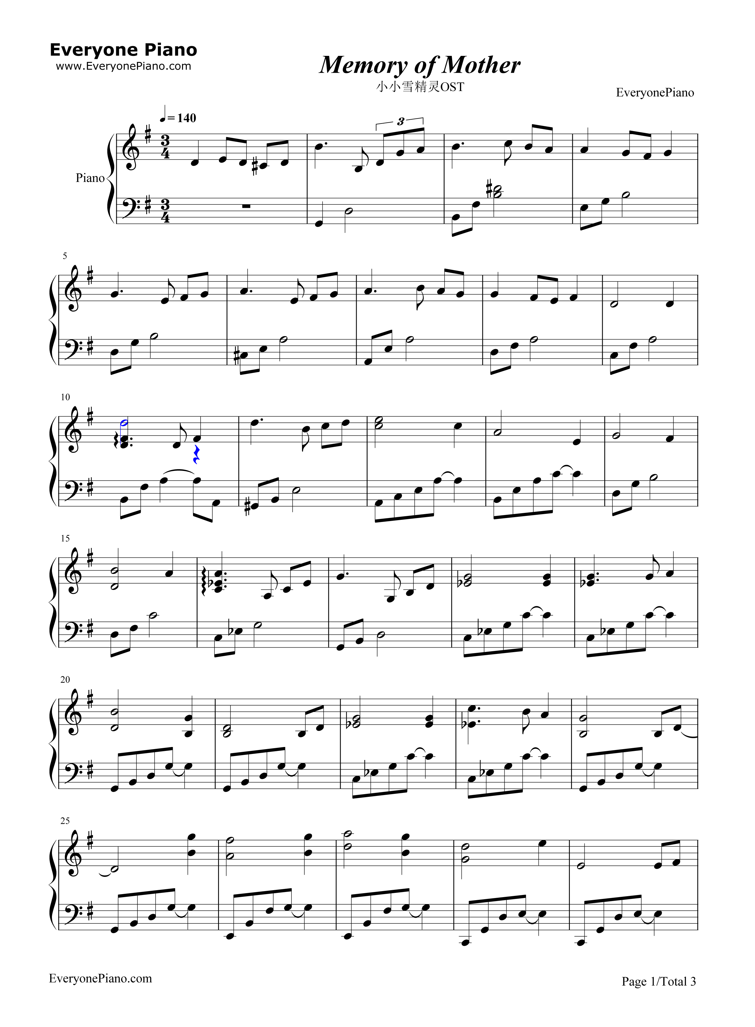 Memory_of_Mother钢琴谱_光宗信吉