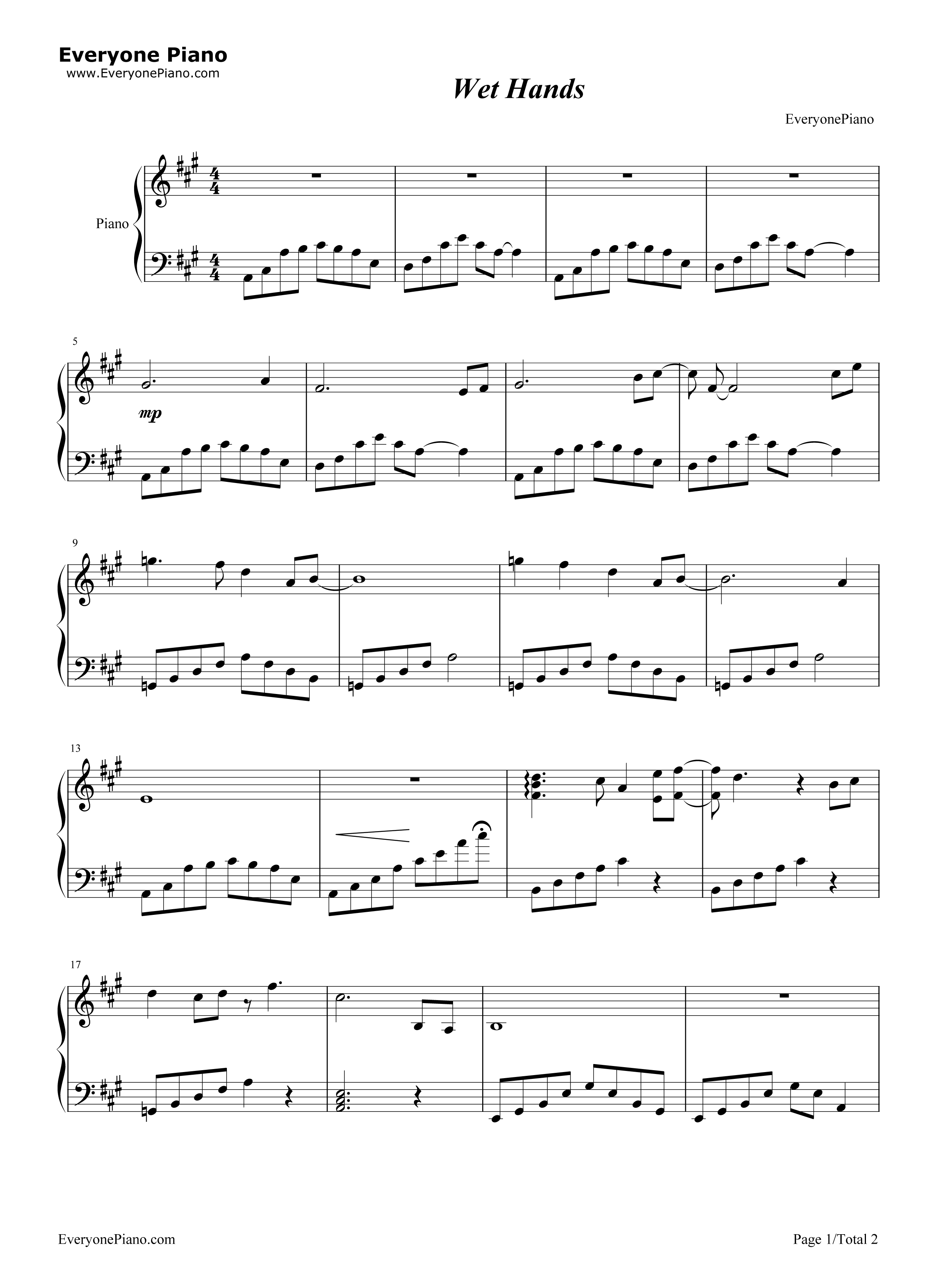 Wet_Hands钢琴谱_丹尼尔·罗森菲尔德C418