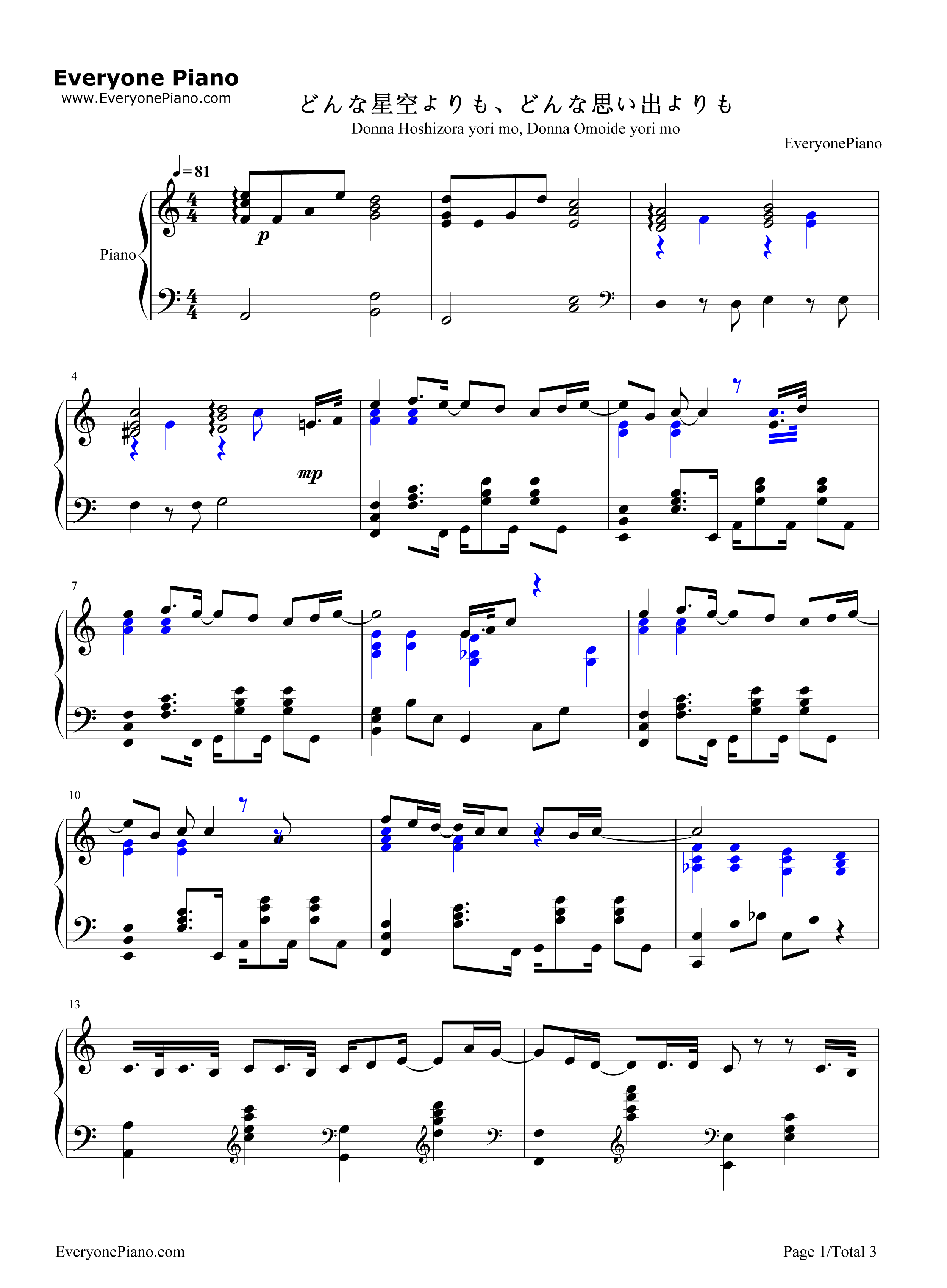 どんな星空よりもどんな思い出よりも钢琴谱_结城爱良