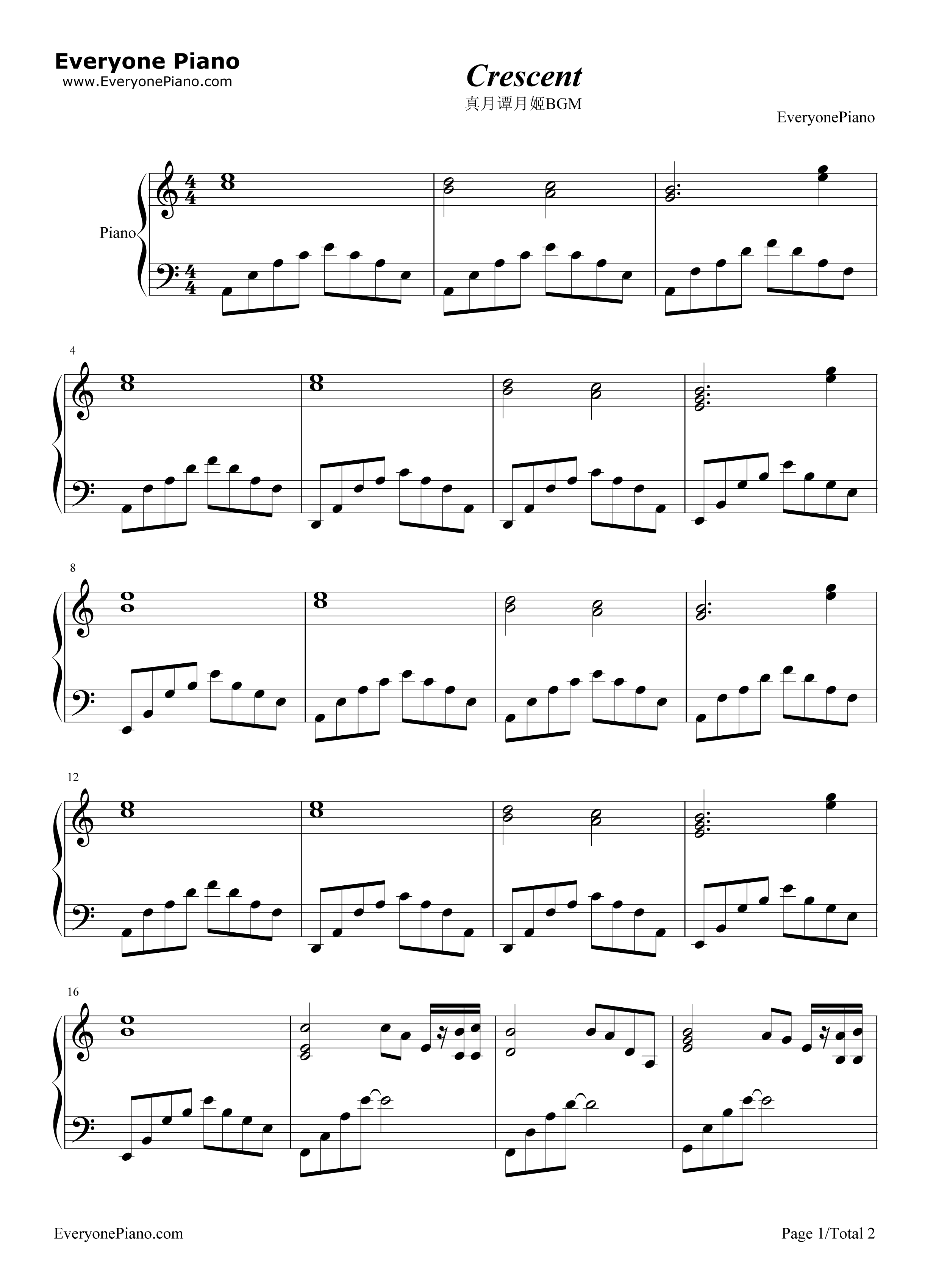 Crescent钢琴谱_大森俊之