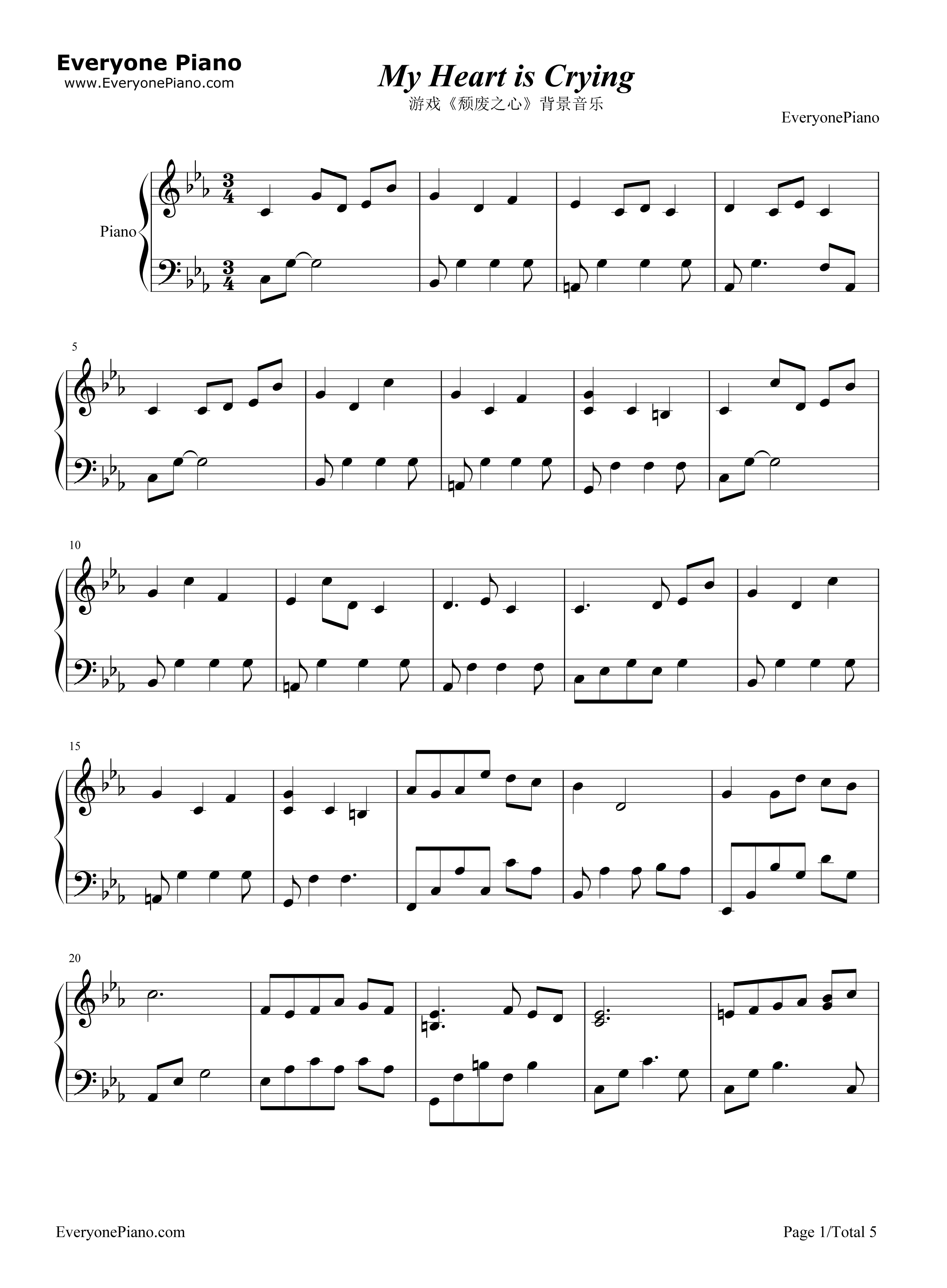 My_Heart_Is_Crying钢琴谱_Stairway_Games