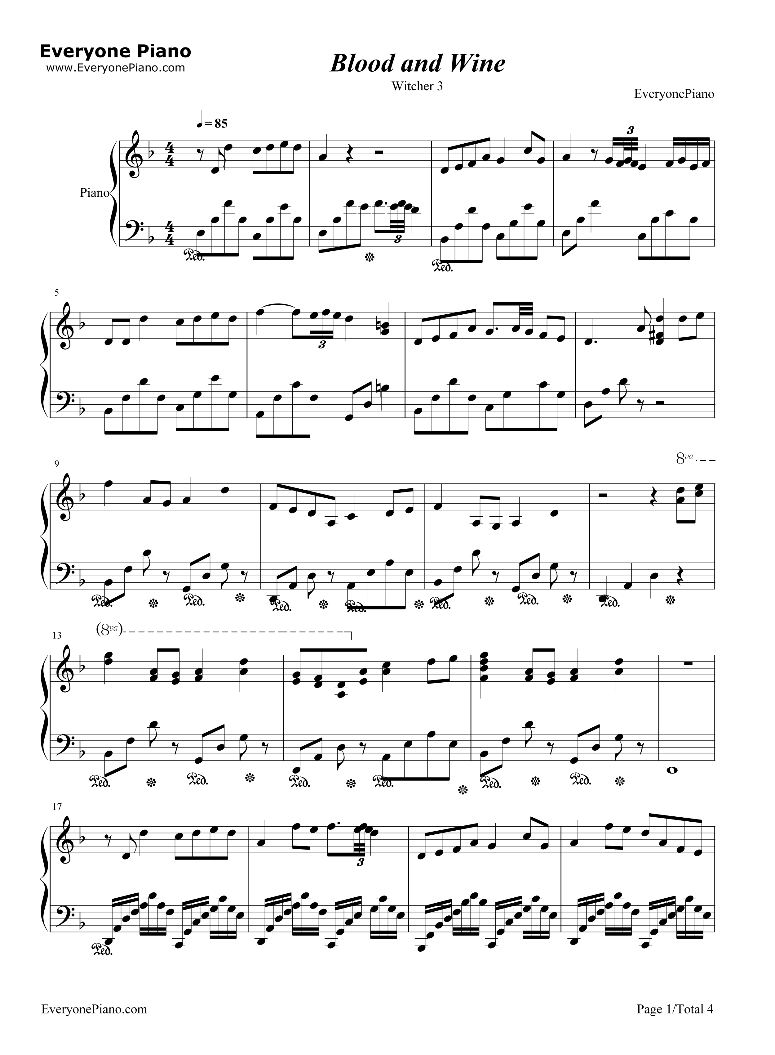 Blood_and_Wine钢琴谱_Marcin_Przybyłowicz